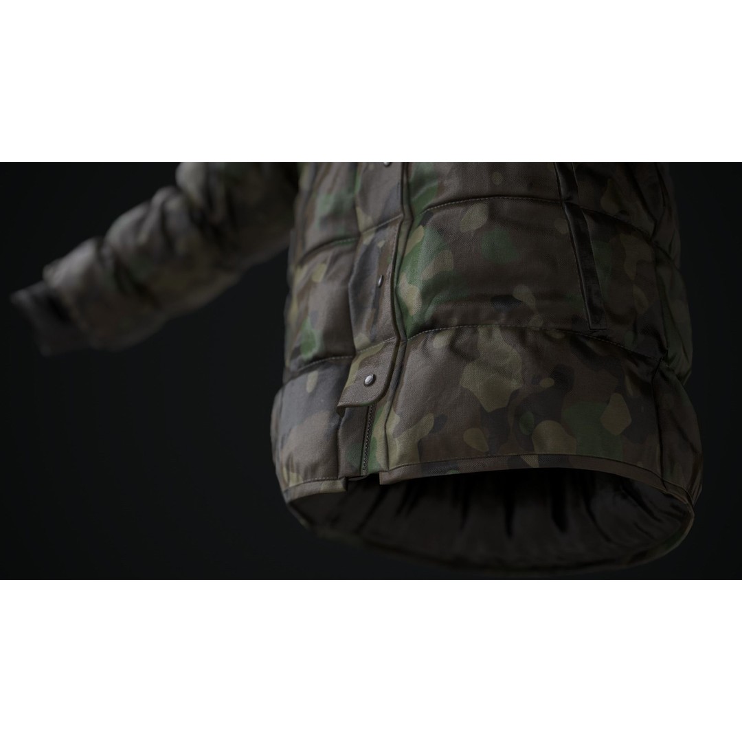 Military Winter Jacket 3D Model – Low Poly Game Ready, FBX - View 15