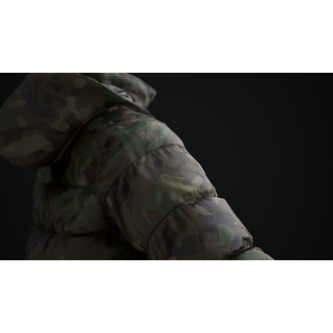 Military Winter Jacket 3D Model – Low Poly Game Ready, FBX - View 18