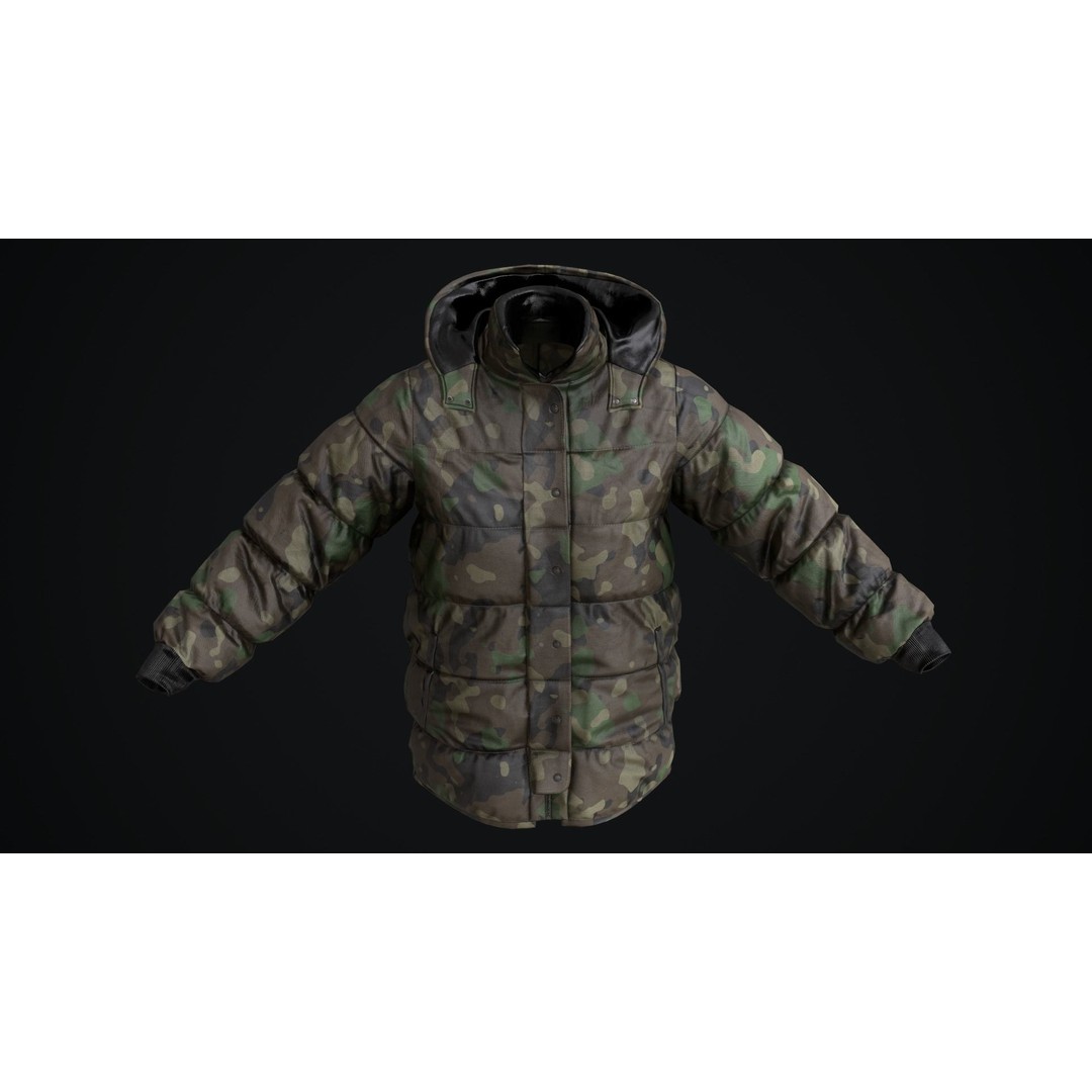 Military Winter Jacket 3D Model – Low Poly Game Ready, FBX - View 19
