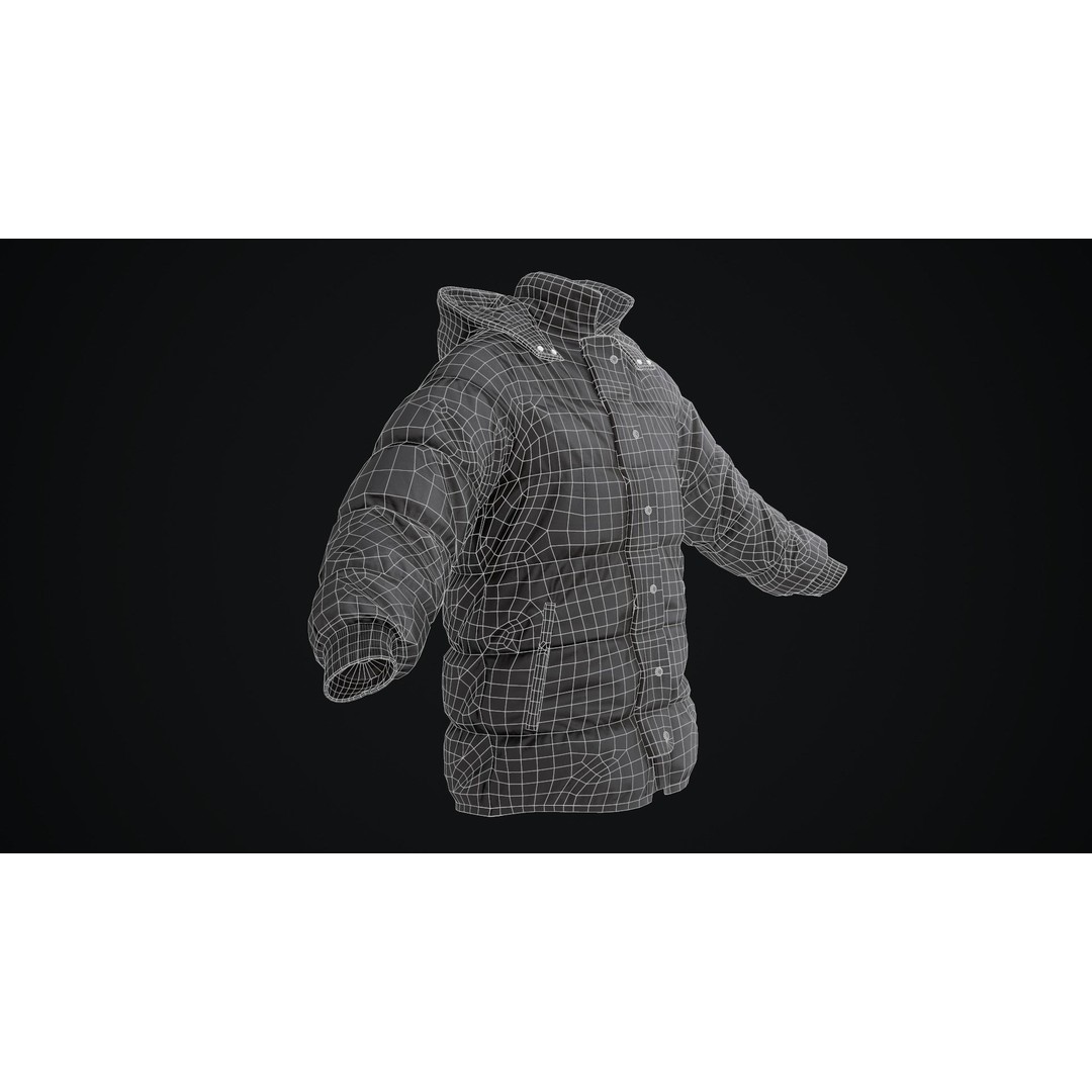 Military Winter Jacket 3D Model – Low Poly Game Ready, FBX - View 25