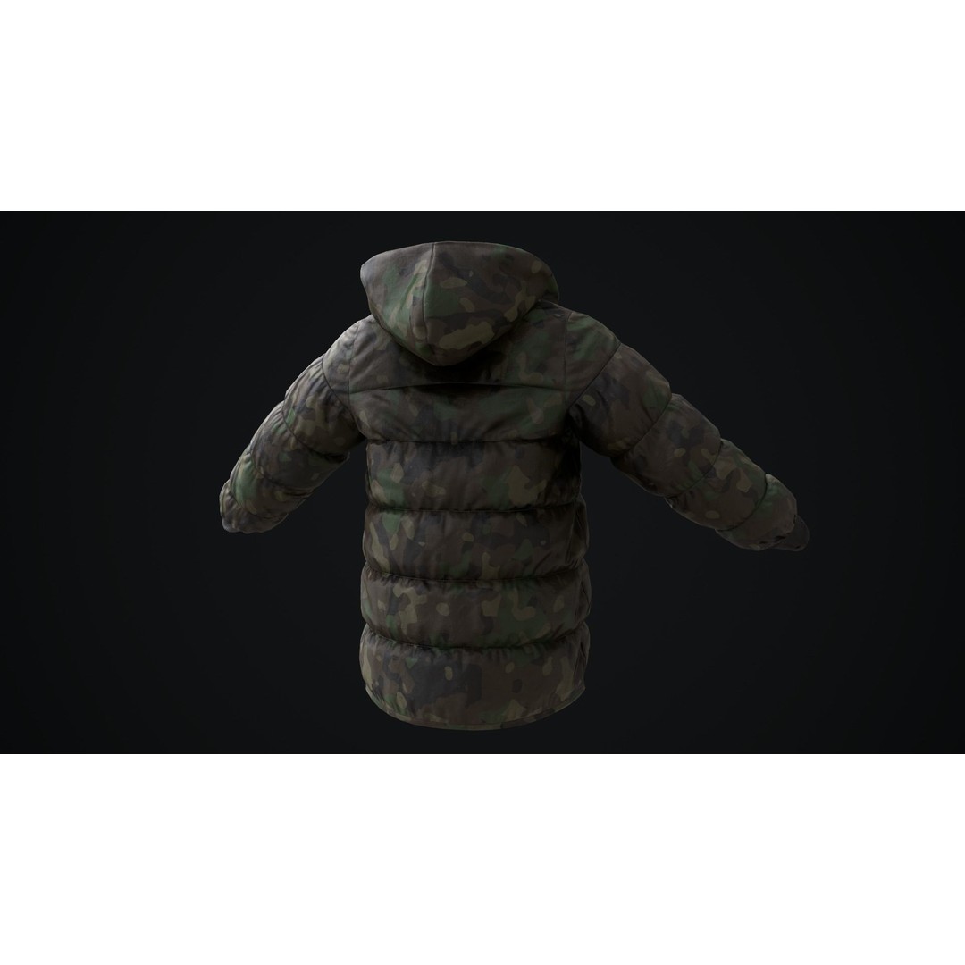 Military Winter Jacket 3D Model – Low Poly Game Ready, FBX - View 8