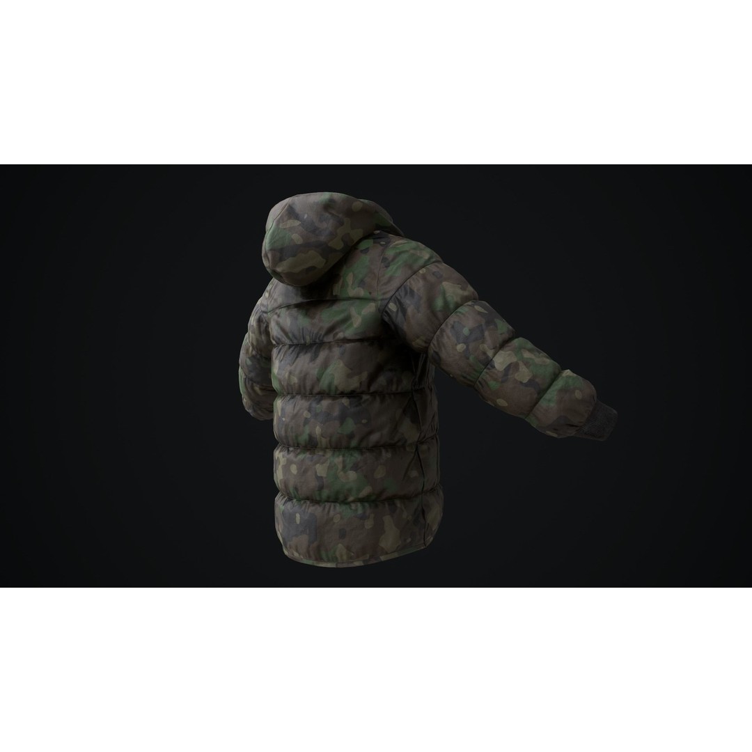 Military Winter Jacket 3D Model – Low Poly Game Ready, FBX - View 9