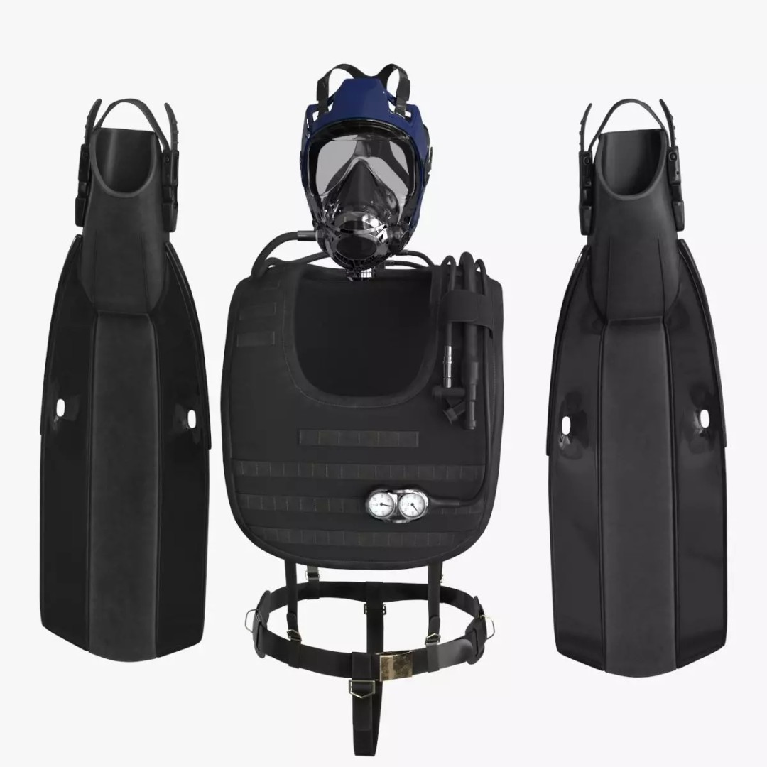 Diving Equipment 3D Model – Low-Poly PBR Asset, FBX & OBJ - View 2