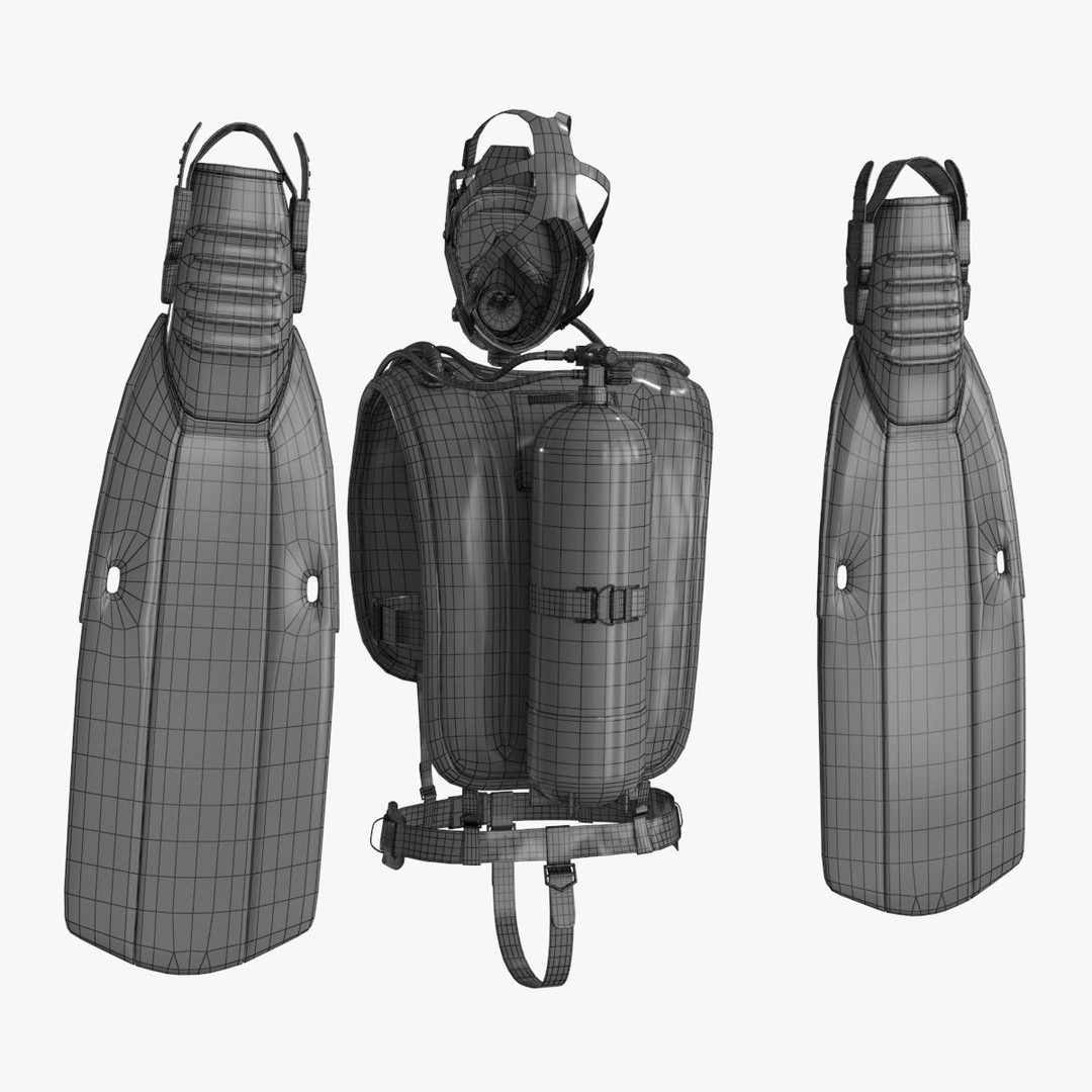 Diving Equipment 3D Model – Low-Poly PBR Asset, FBX & OBJ - View 21