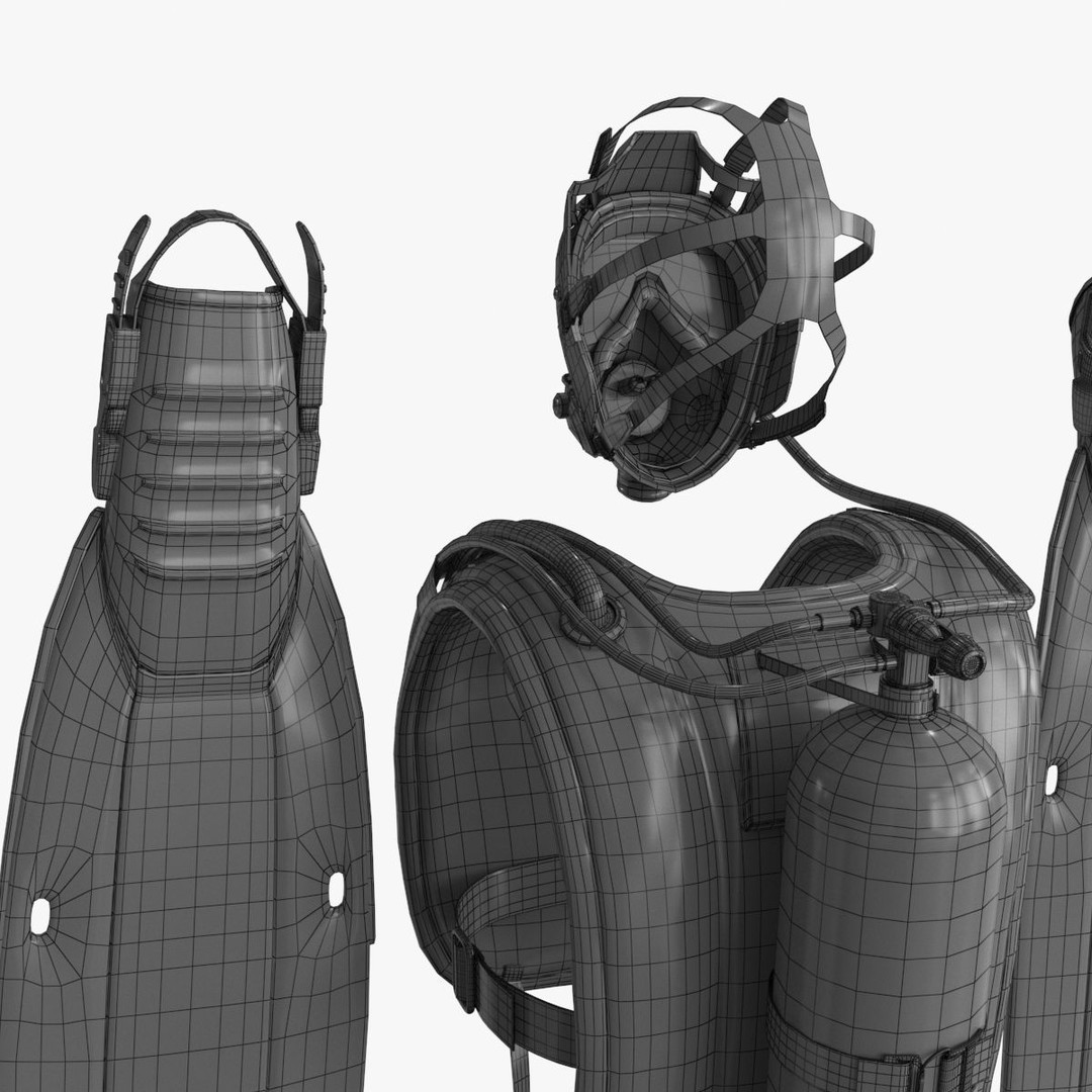 Diving Equipment 3D Model – Low-Poly PBR Asset, FBX & OBJ - View 22