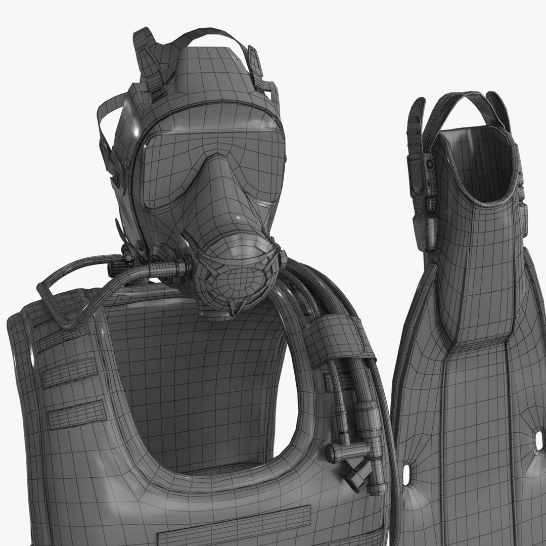 Diving Equipment 3D Model – Low-Poly PBR Asset, FBX & OBJ - View 23