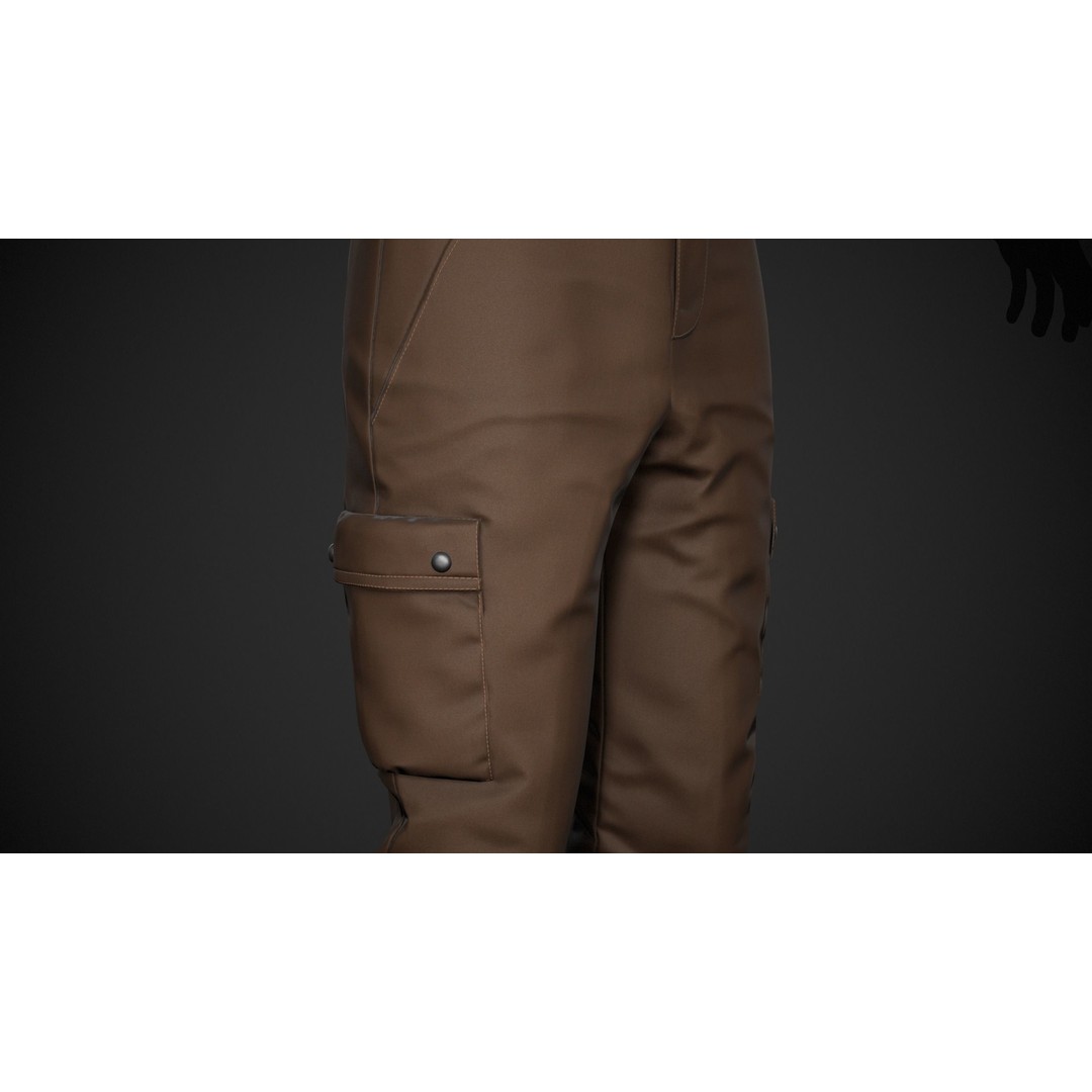 Brown Snowboard Pants 3D Model – Low Poly PBR Game Asset, FBX/OBJ - View 10