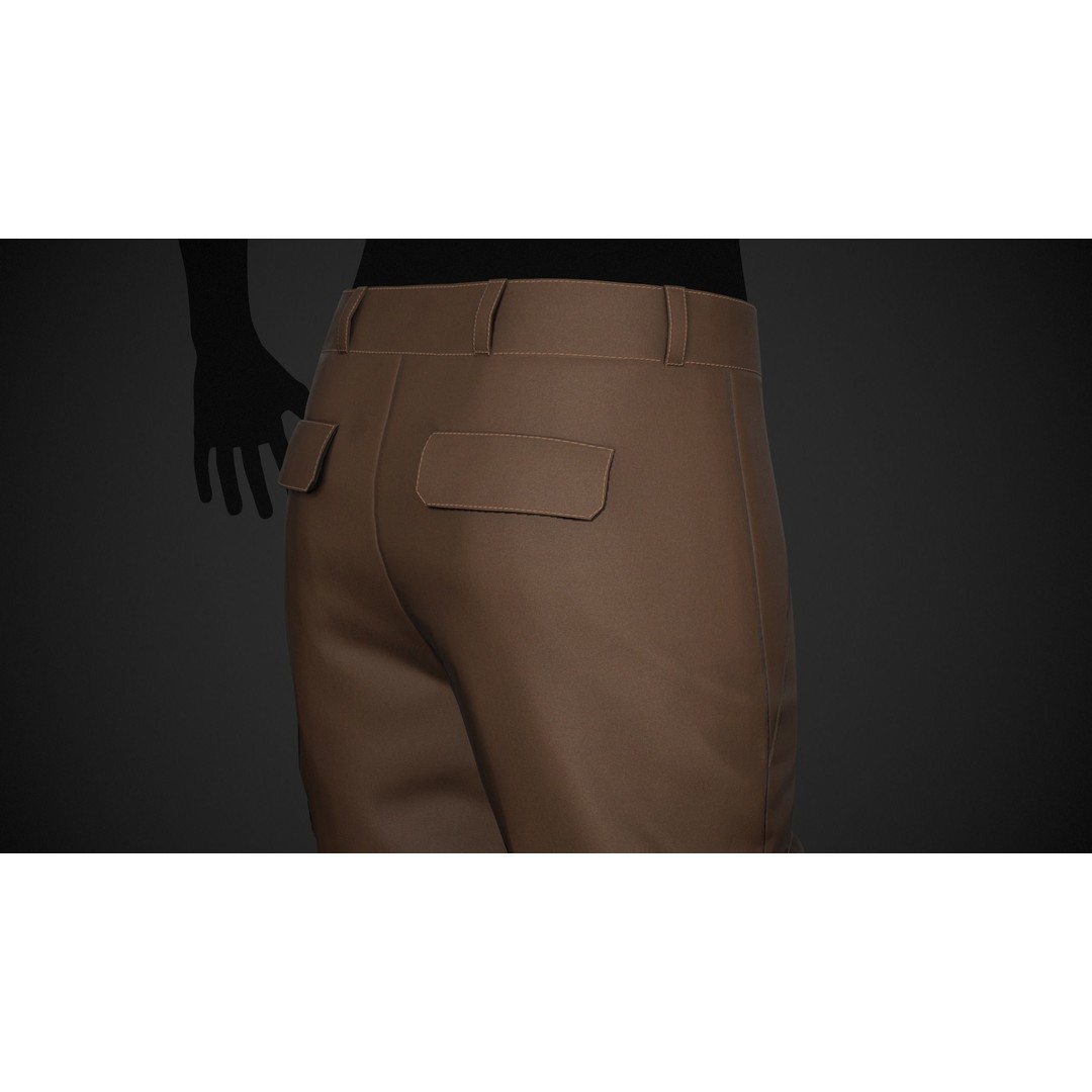 Brown Snowboard Pants 3D Model – Low Poly PBR Game Asset, FBX/OBJ - View 11