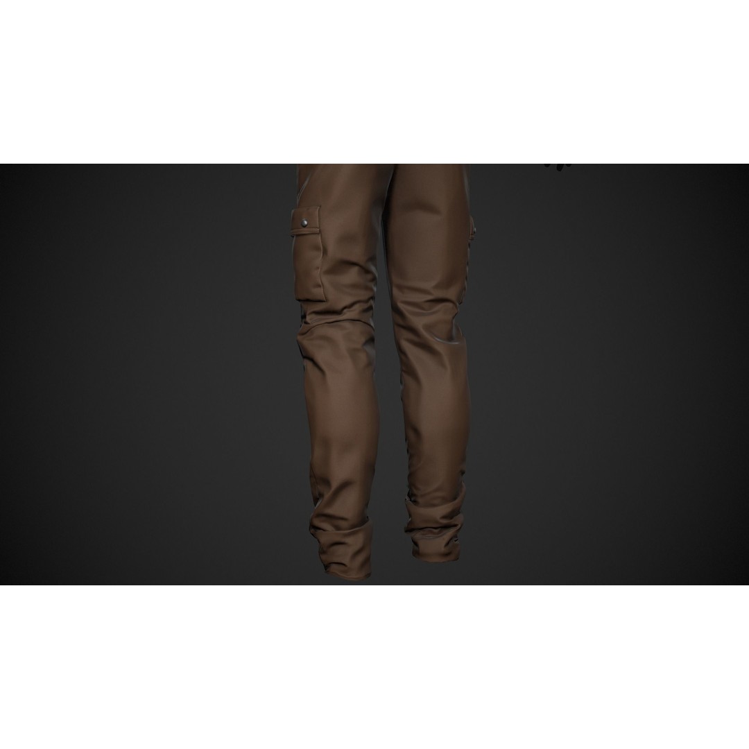 Brown Snowboard Pants 3D Model – Low Poly PBR Game Asset, FBX/OBJ - View 12