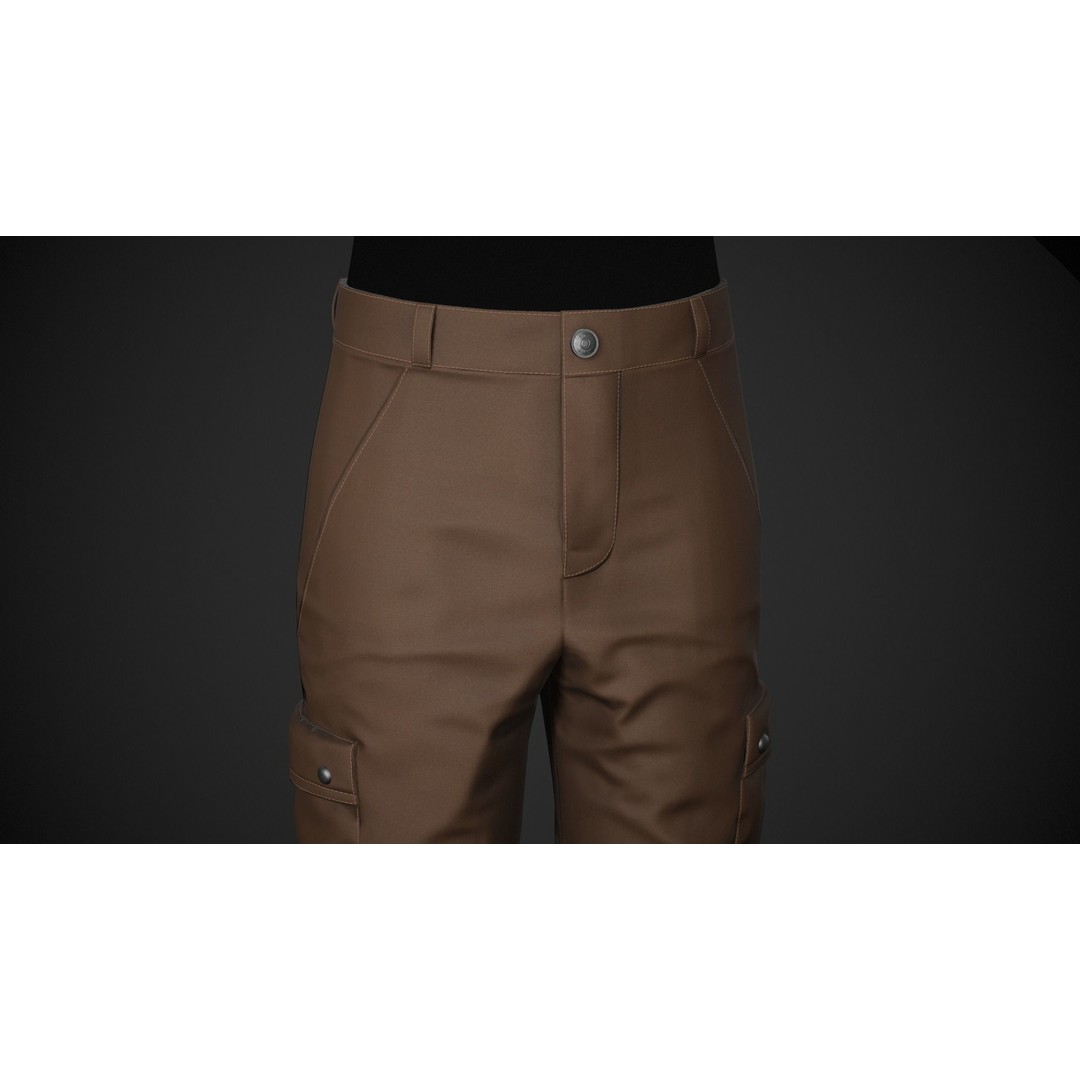 Brown Snowboard Pants 3D Model – Low Poly PBR Game Asset, FBX/OBJ - View 13