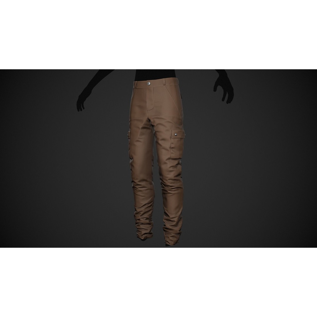 Brown Snowboard Pants 3D Model – Low Poly PBR Game Asset, FBX/OBJ - View 3
