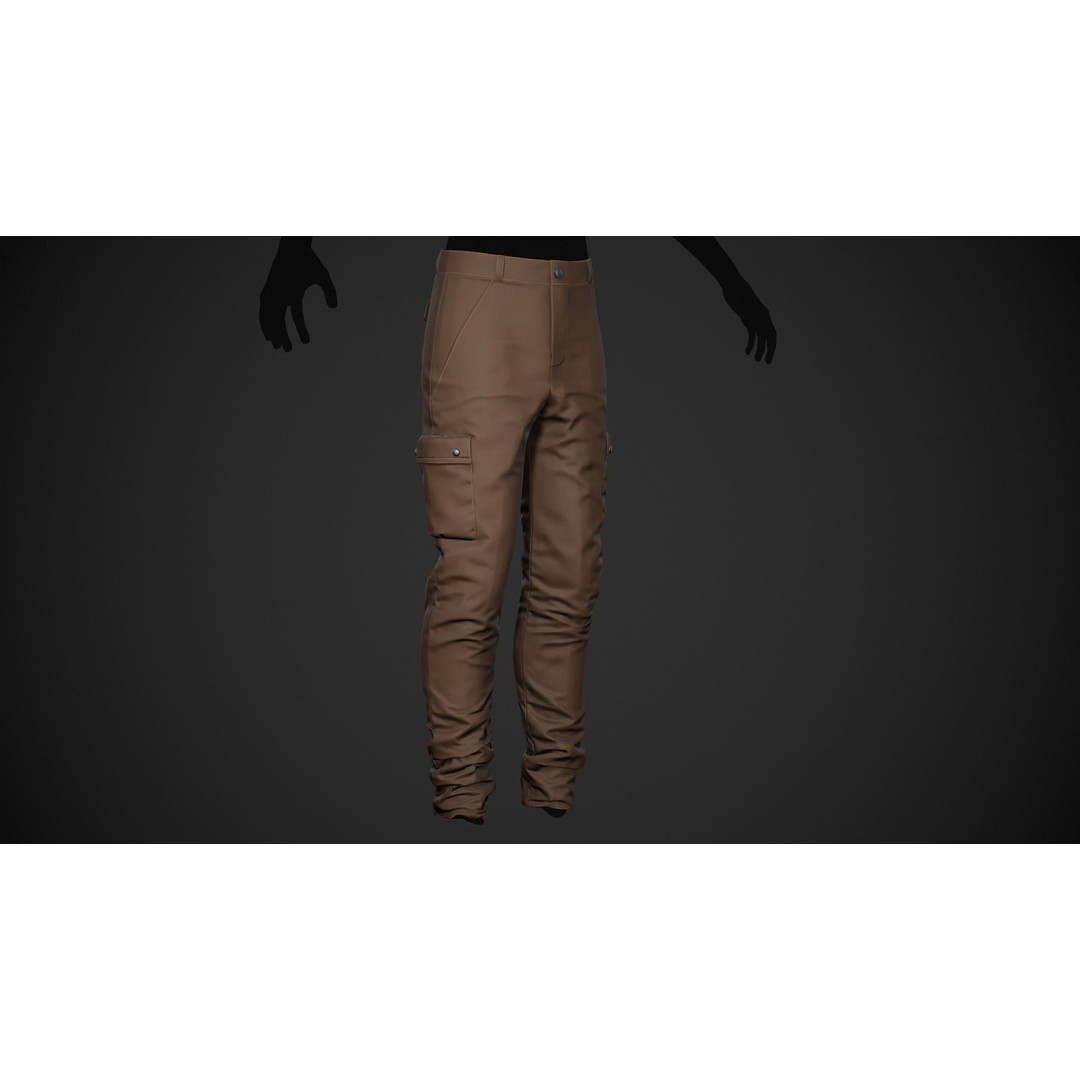 Brown Snowboard Pants 3D Model – Low Poly PBR Game Asset, FBX/OBJ - View 4