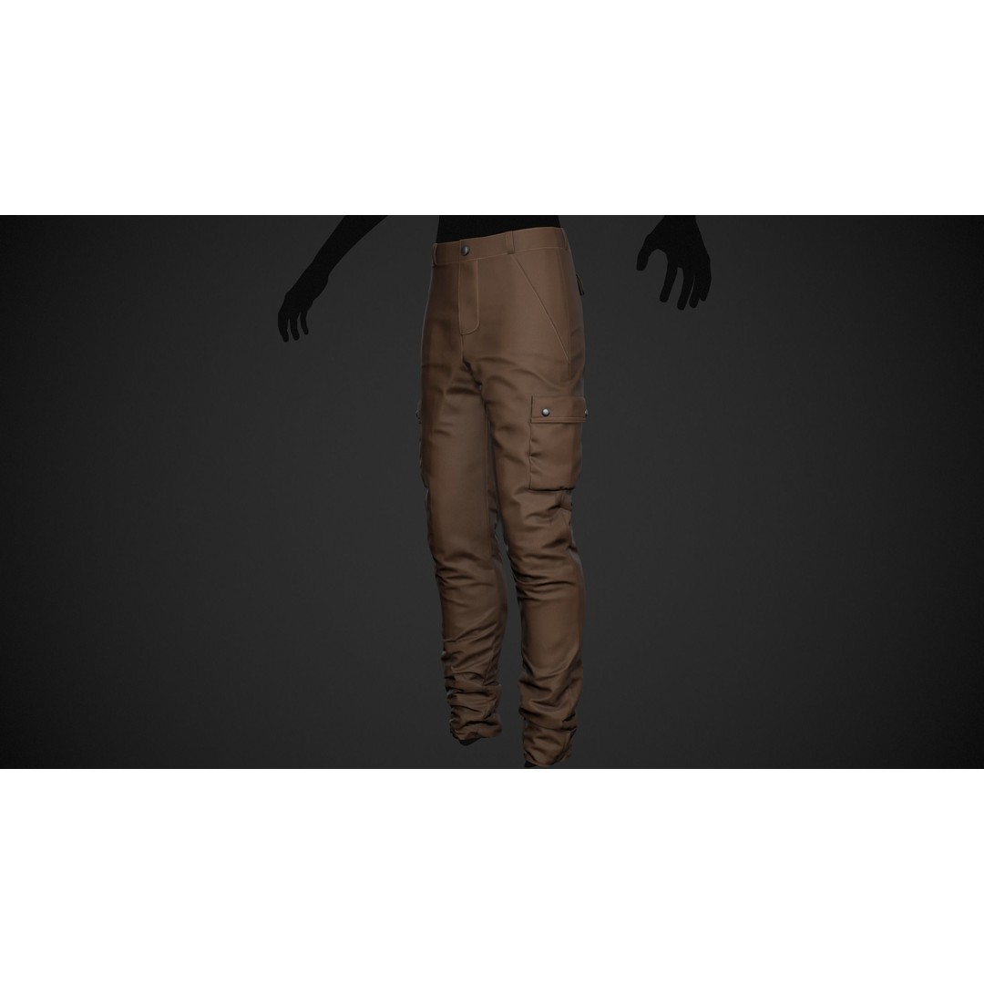 Brown Snowboard Pants 3D Model – Low Poly PBR Game Asset, FBX/OBJ - View 6