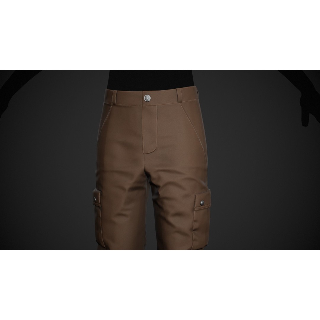 Brown Snowboard Pants 3D Model – Low Poly PBR Game Asset, FBX/OBJ - View 7