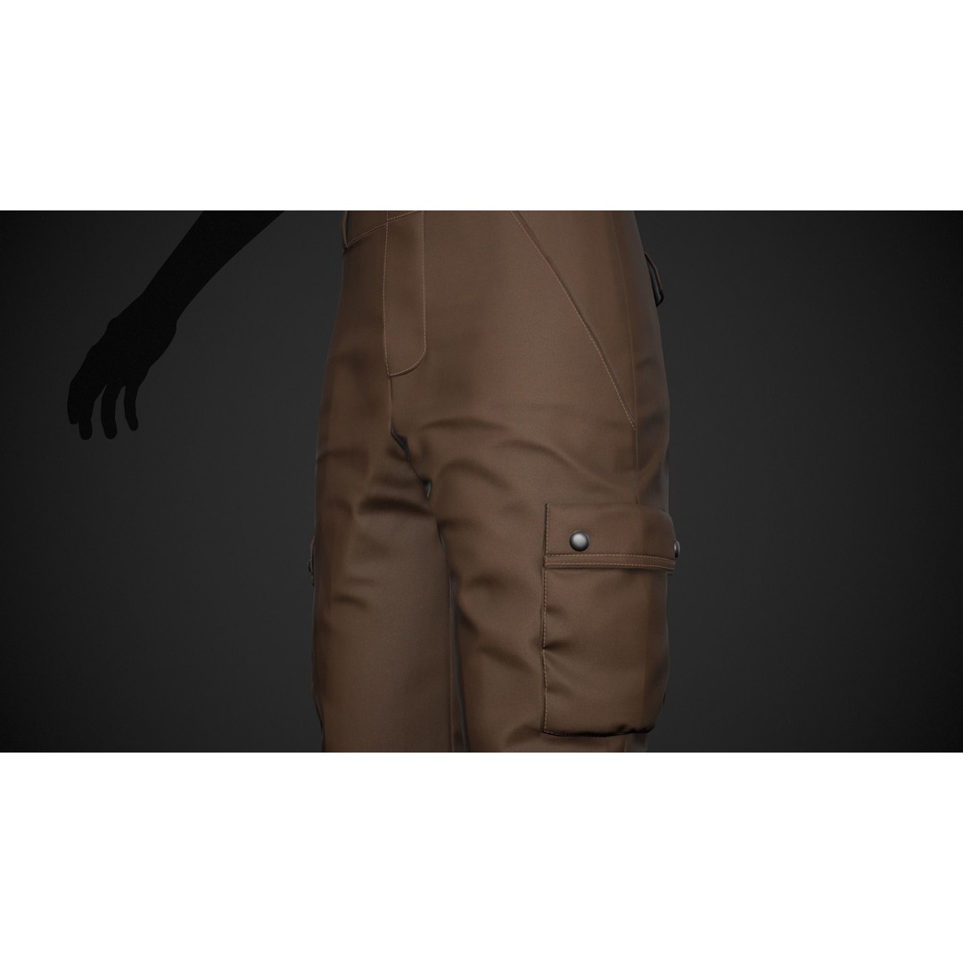 Brown Snowboard Pants 3D Model – Low Poly PBR Game Asset, FBX/OBJ - View 8