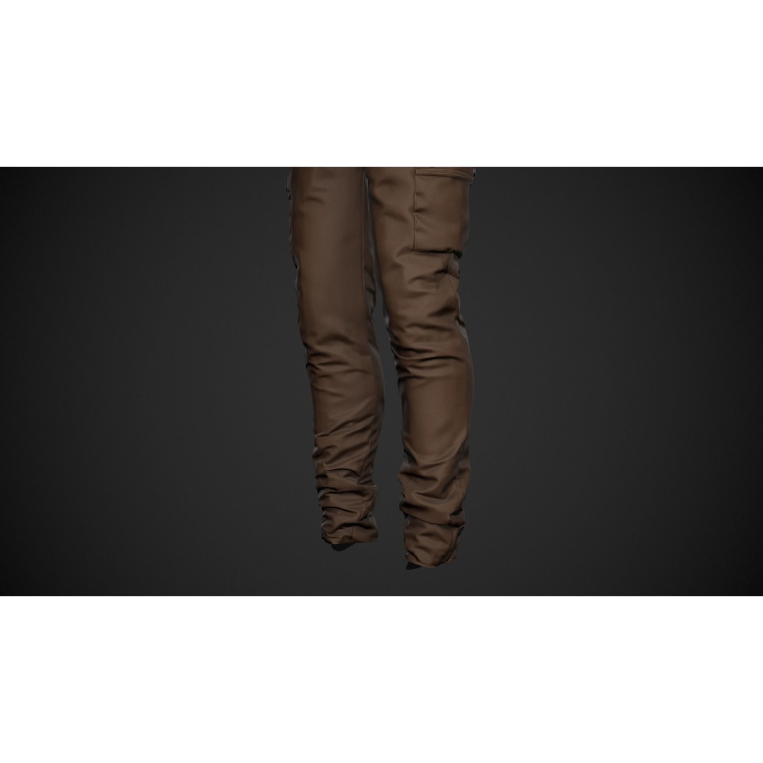Brown Snowboard Pants 3D Model – Low Poly PBR Game Asset, FBX/OBJ - View 9