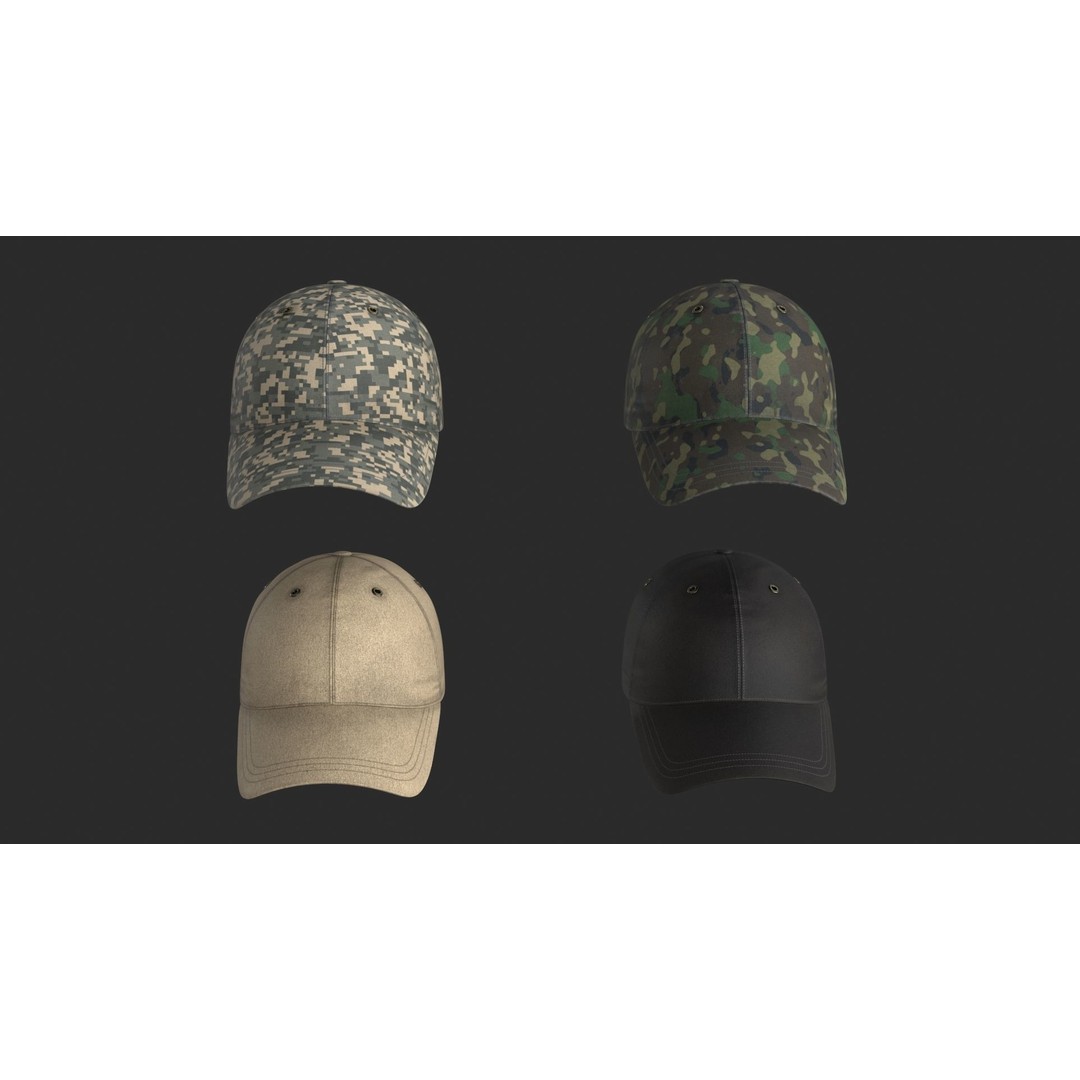 Tactical Denim Baseball Cap 3D Model – Low Poly PBR Headwear, FBX - View 11