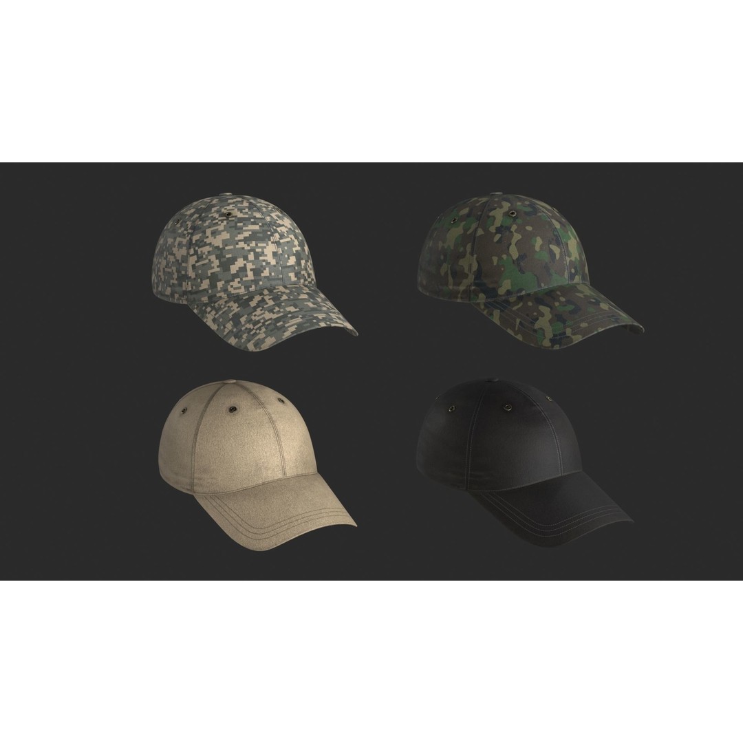 Tactical Denim Baseball Cap 3D Model – Low Poly PBR Headwear, FBX - View 12