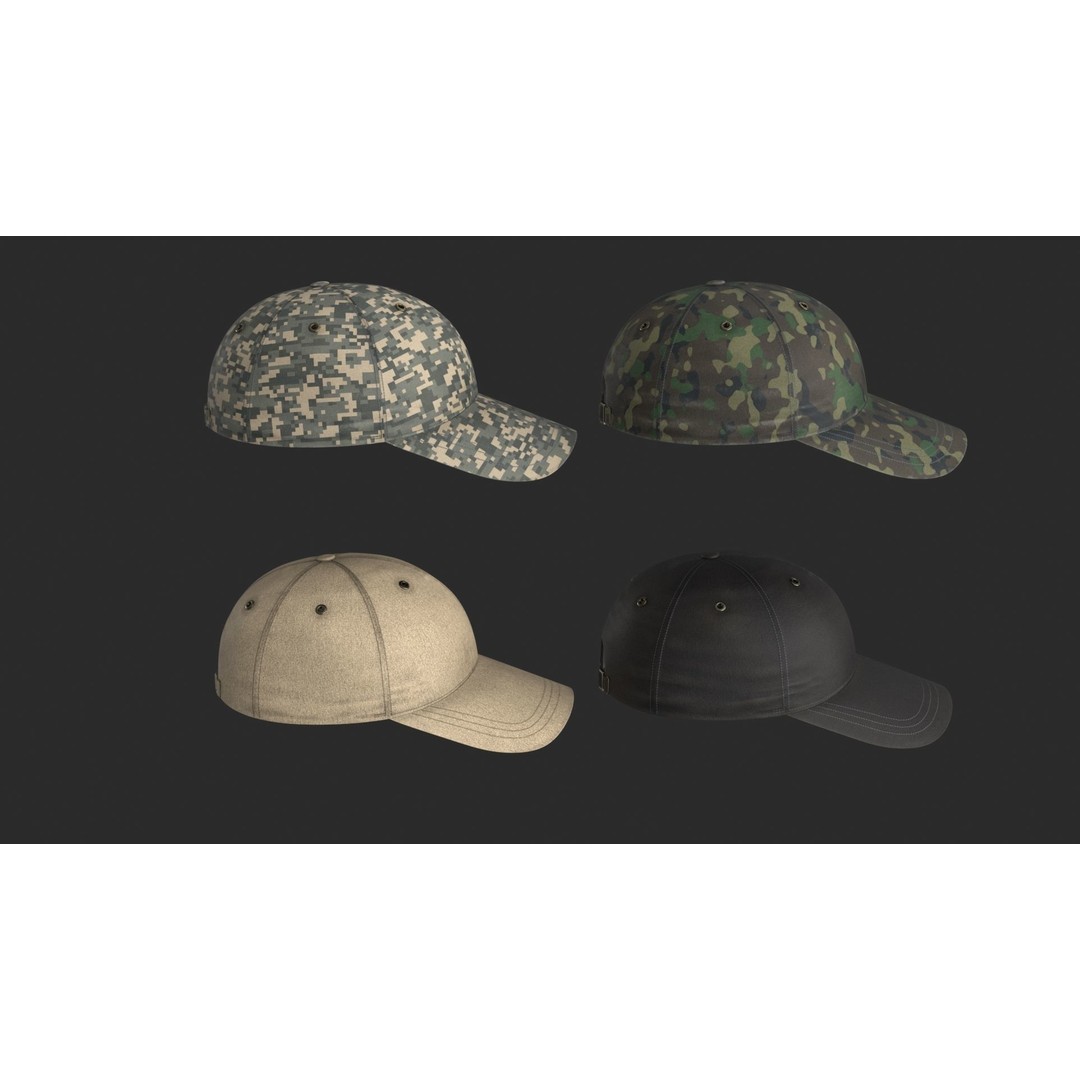 Tactical Denim Baseball Cap 3D Model – Low Poly PBR Headwear, FBX - View 13