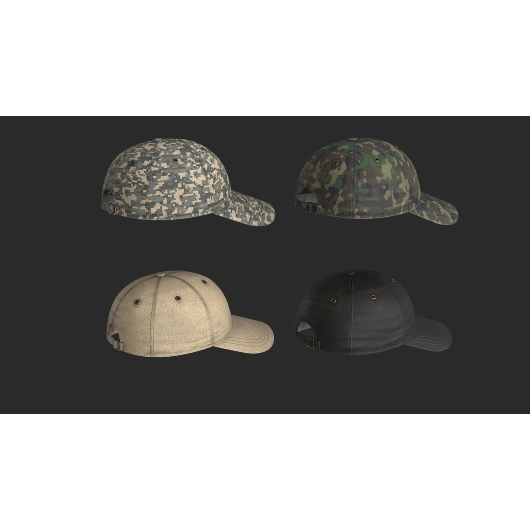 Tactical Denim Baseball Cap 3D Model – Low Poly PBR Headwear, FBX - View 14