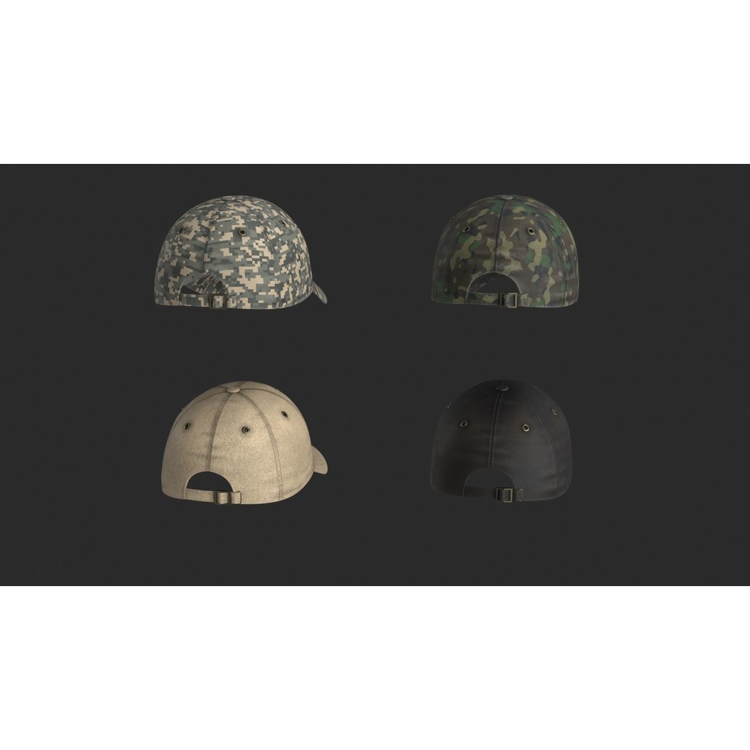 Tactical Denim Baseball Cap 3D Model – Low Poly PBR Headwear, FBX - View 15