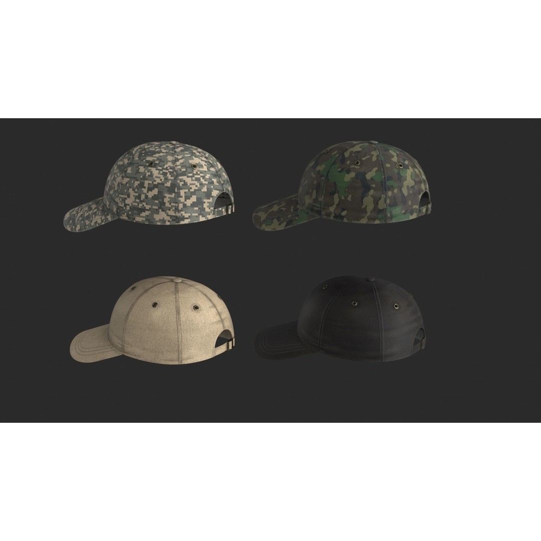 Tactical Denim Baseball Cap 3D Model – Low Poly PBR Headwear, FBX - View 17