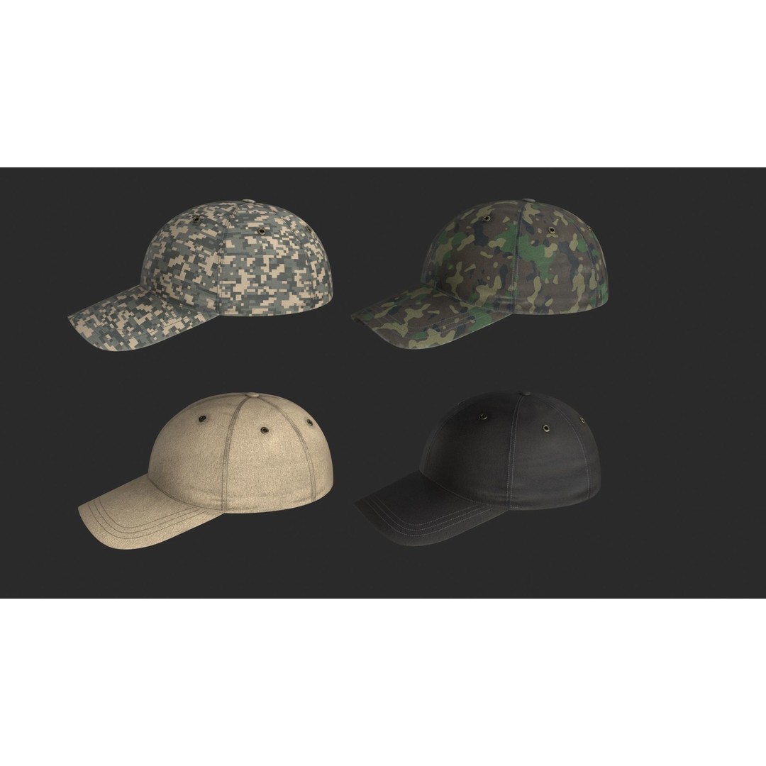 Tactical Denim Baseball Cap 3D Model – Low Poly PBR Headwear, FBX - View 18