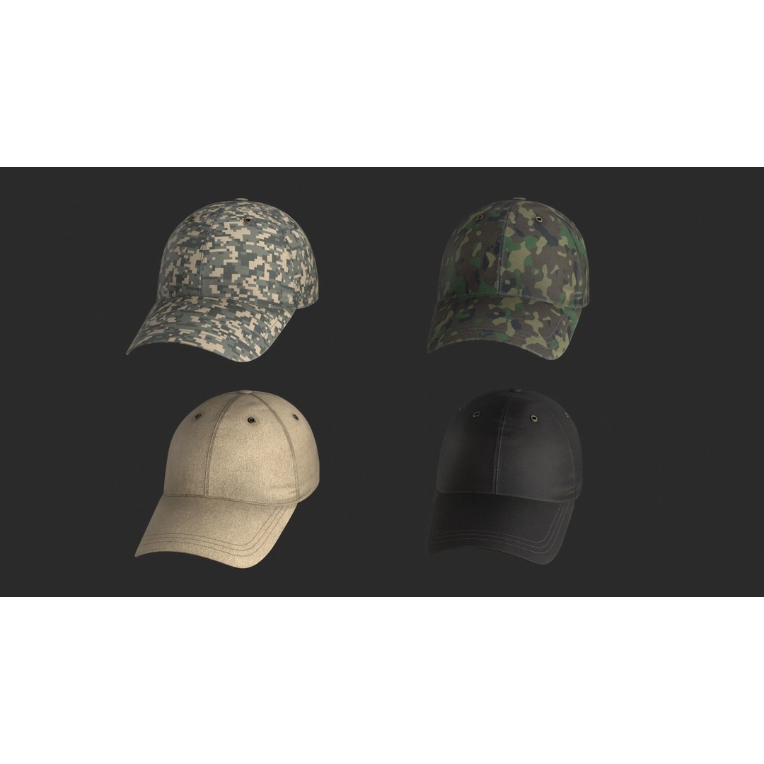 Tactical Denim Baseball Cap 3D Model – Low Poly PBR Headwear, FBX - View 19