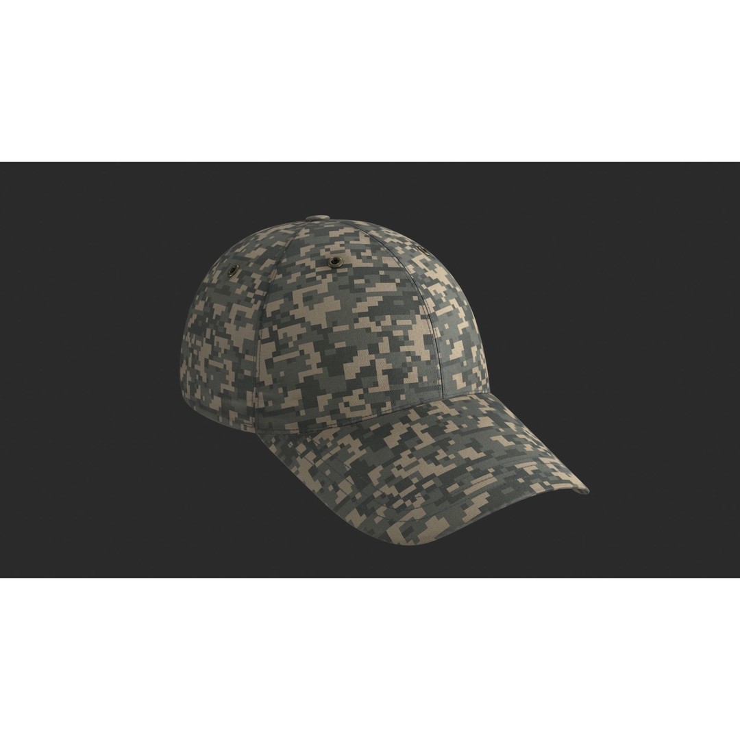 Tactical Denim Baseball Cap 3D Model – Low Poly PBR Headwear, FBX - View 3