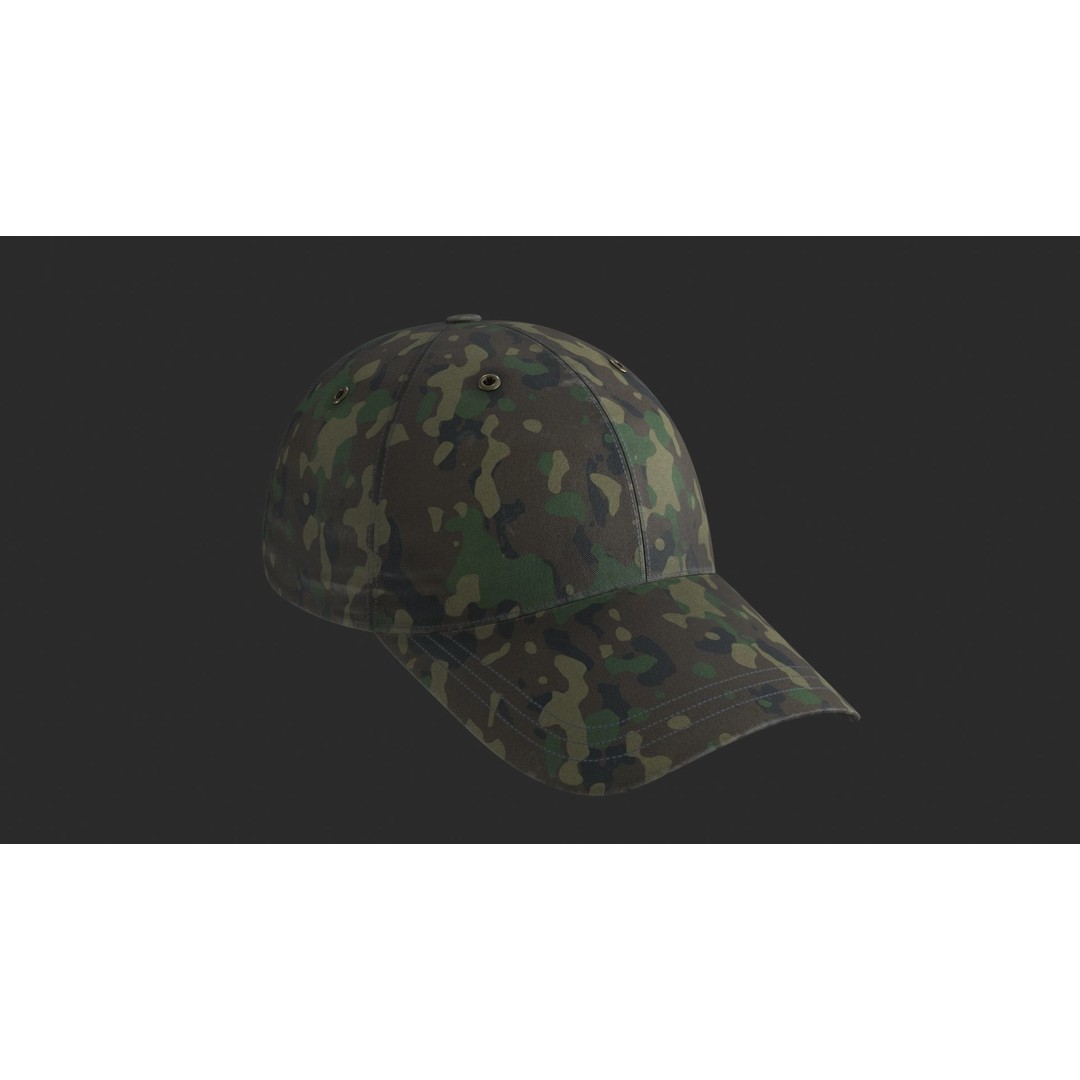 Tactical Denim Baseball Cap 3D Model – Low Poly PBR Headwear, FBX - View 4