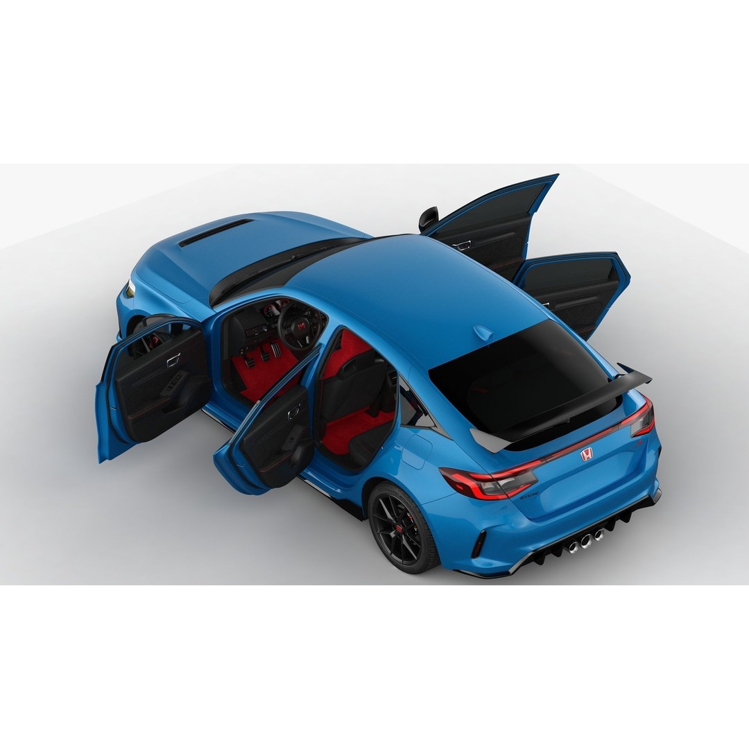 Honda Civic Type R 2023 3D Model – High Poly Game-Ready Asset, FBX, OBJ - View 14
