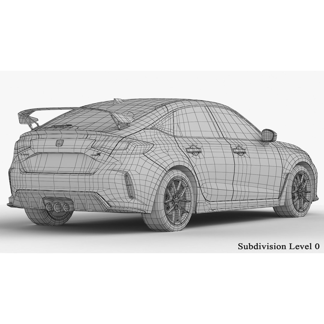 Honda Civic Type R 2023 3D Model – High Poly Game-Ready Asset, FBX, OBJ - View 22