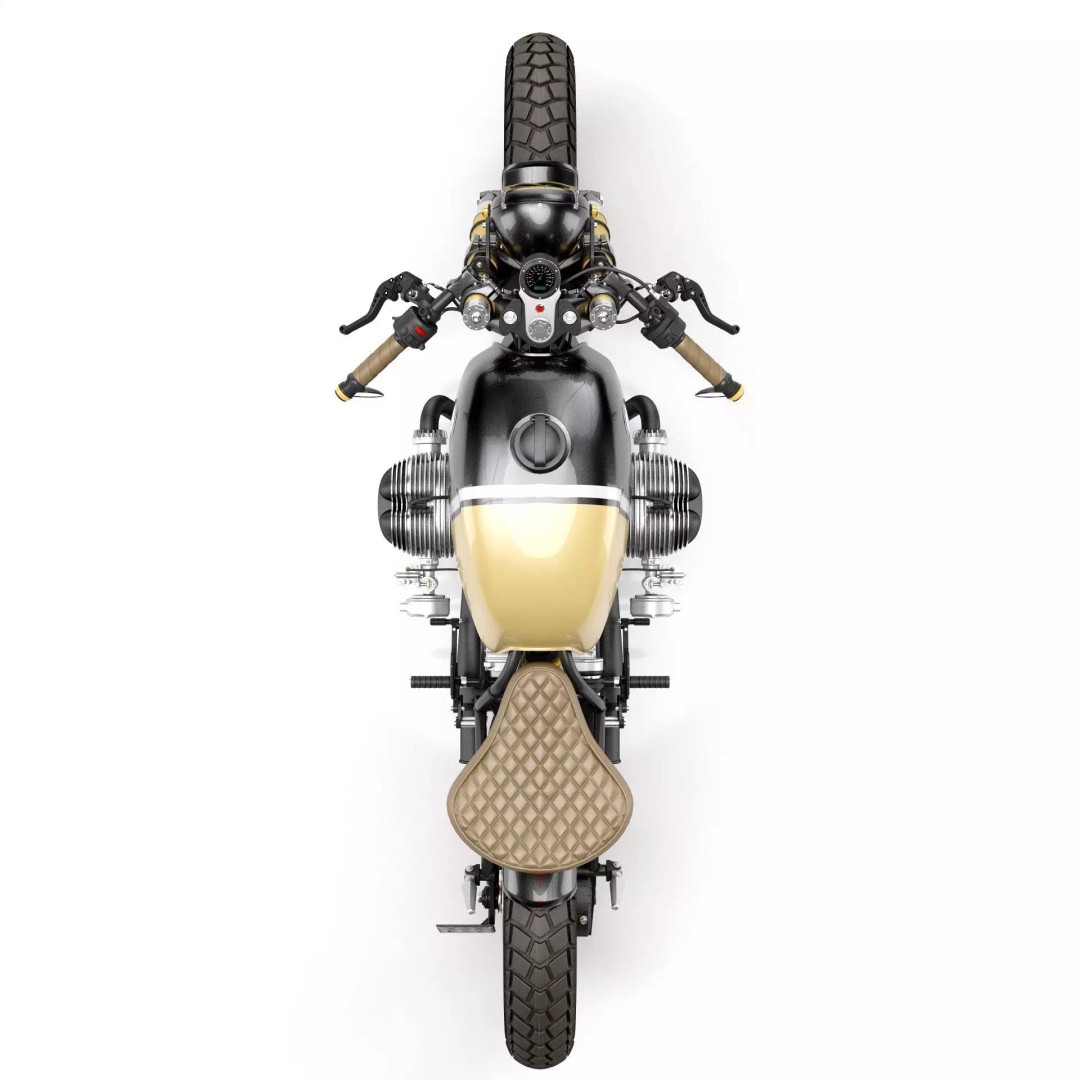 Cafe Racer R80 Motorcycle 3D Model – Vintage Style Game Asset, FBX - View 10