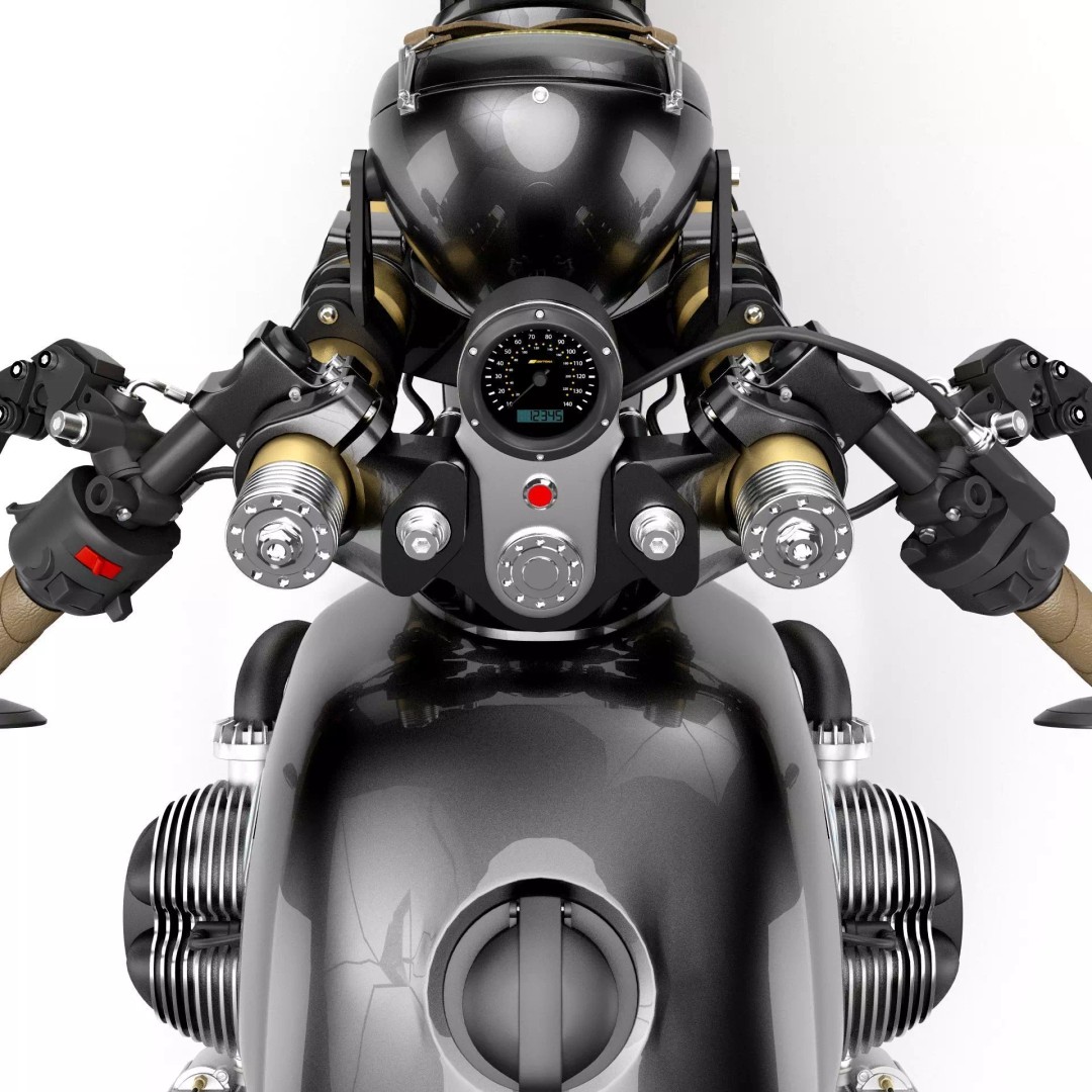 Cafe Racer R80 Motorcycle 3D Model – Vintage Style Game Asset, FBX - View 15
