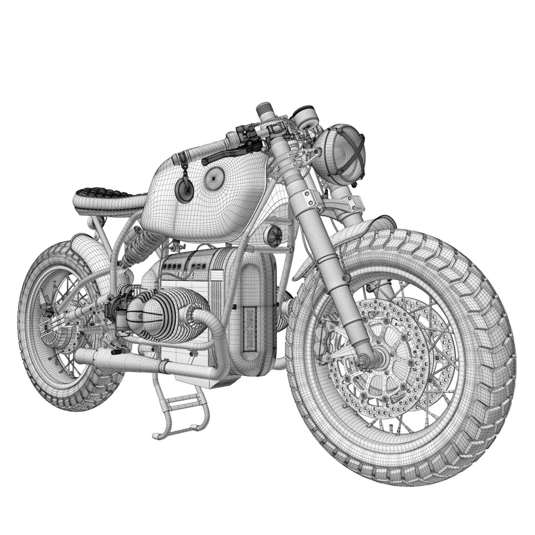 Cafe Racer R80 Motorcycle 3D Model – Vintage Style Game Asset, FBX - View 18