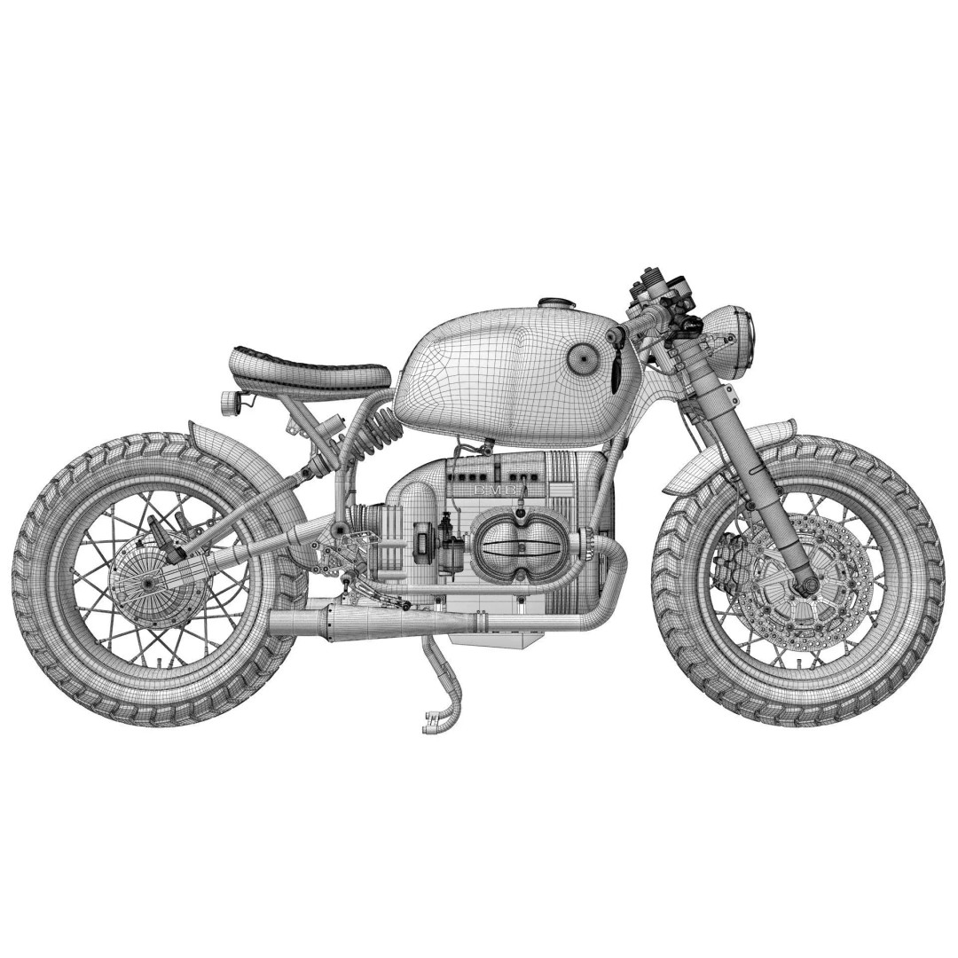 Cafe Racer R80 Motorcycle 3D Model – Vintage Style Game Asset, FBX - View 19