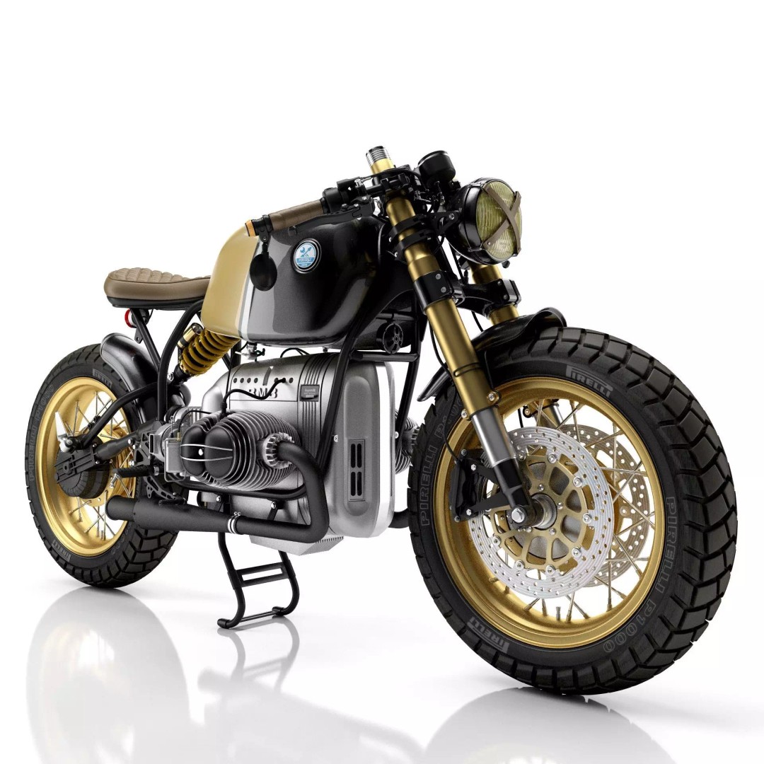 Cafe Racer R80 Motorcycle 3D Model – Vintage Style Game Asset, FBX - View 2