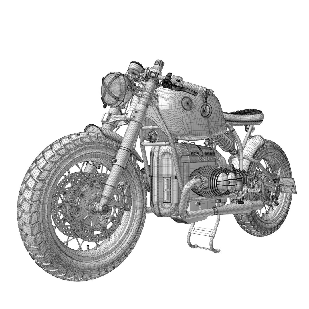 Cafe Racer R80 Motorcycle 3D Model – Vintage Style Game Asset, FBX - View 20