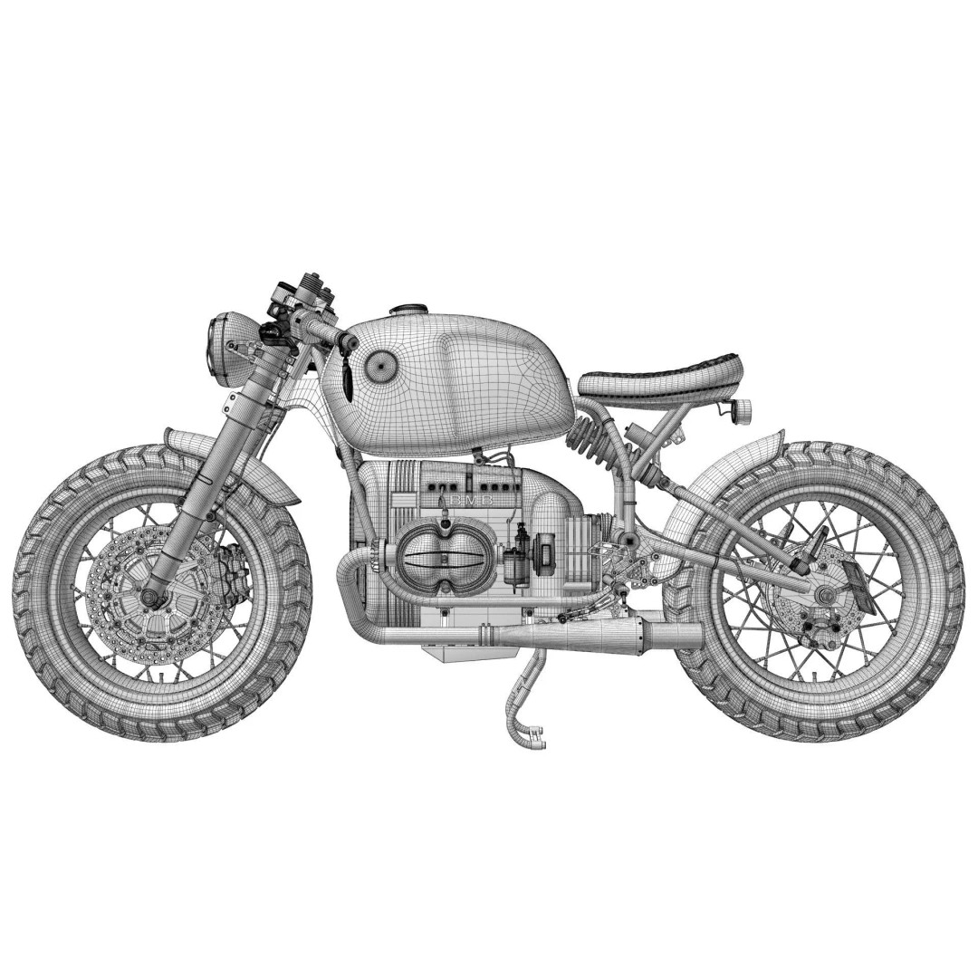 Cafe Racer R80 Motorcycle 3D Model – Vintage Style Game Asset, FBX - View 21