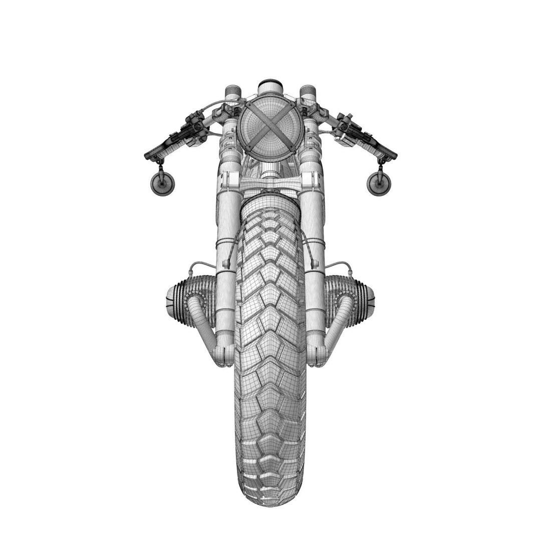Cafe Racer R80 Motorcycle 3D Model – Vintage Style Game Asset, FBX - View 22
