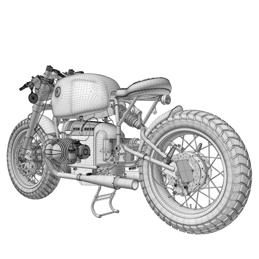 Cafe Racer R80 Motorcycle 3D Model – Vintage Style Game Asset, FBX - View 24