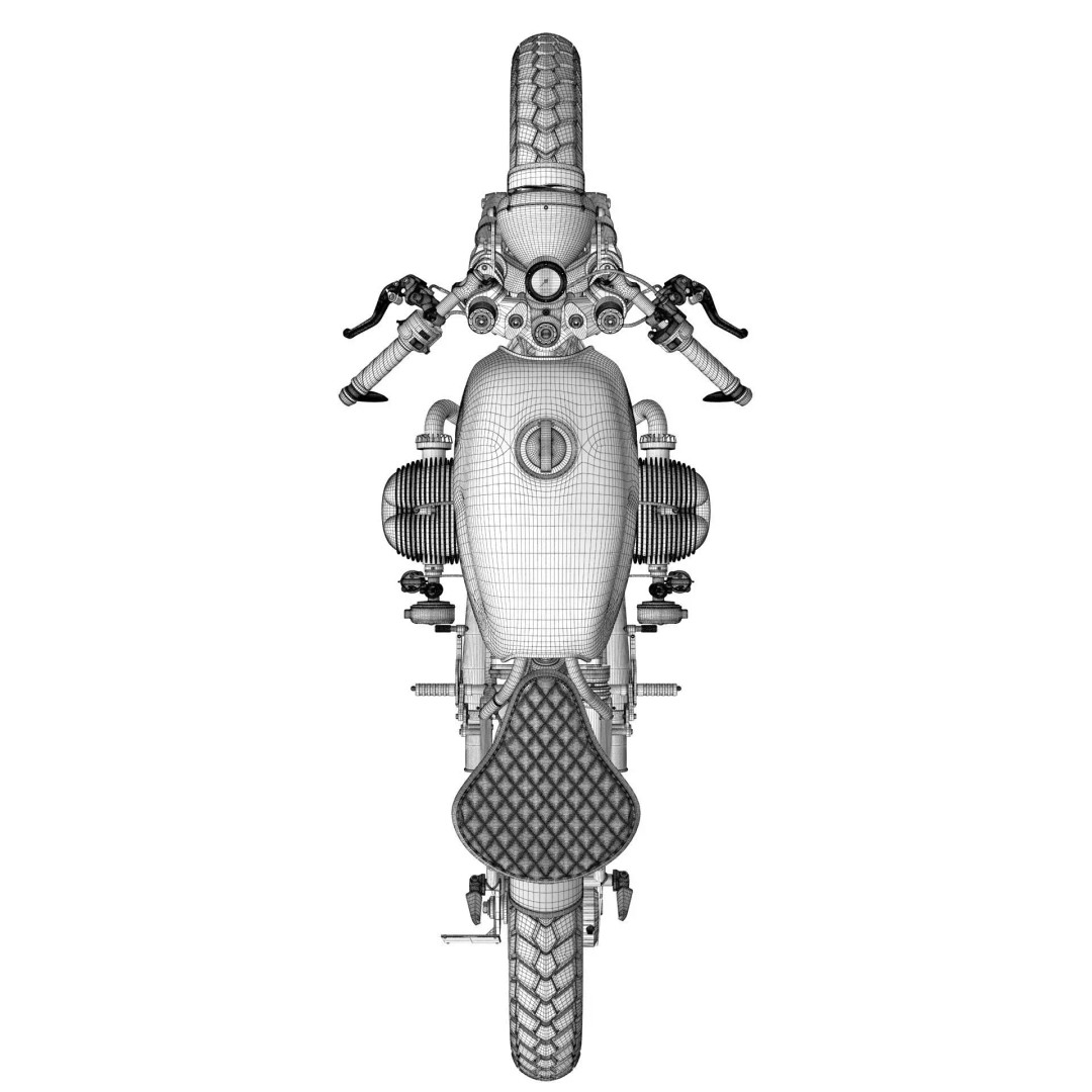 Cafe Racer R80 Motorcycle 3D Model – Vintage Style Game Asset, FBX - View 26