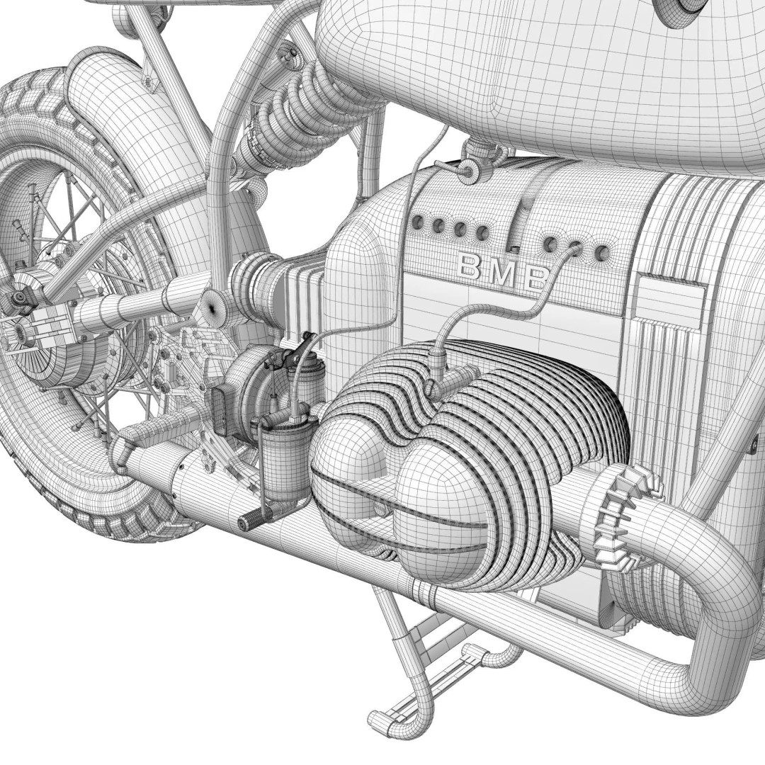 Cafe Racer R80 Motorcycle 3D Model – Vintage Style Game Asset, FBX - View 27