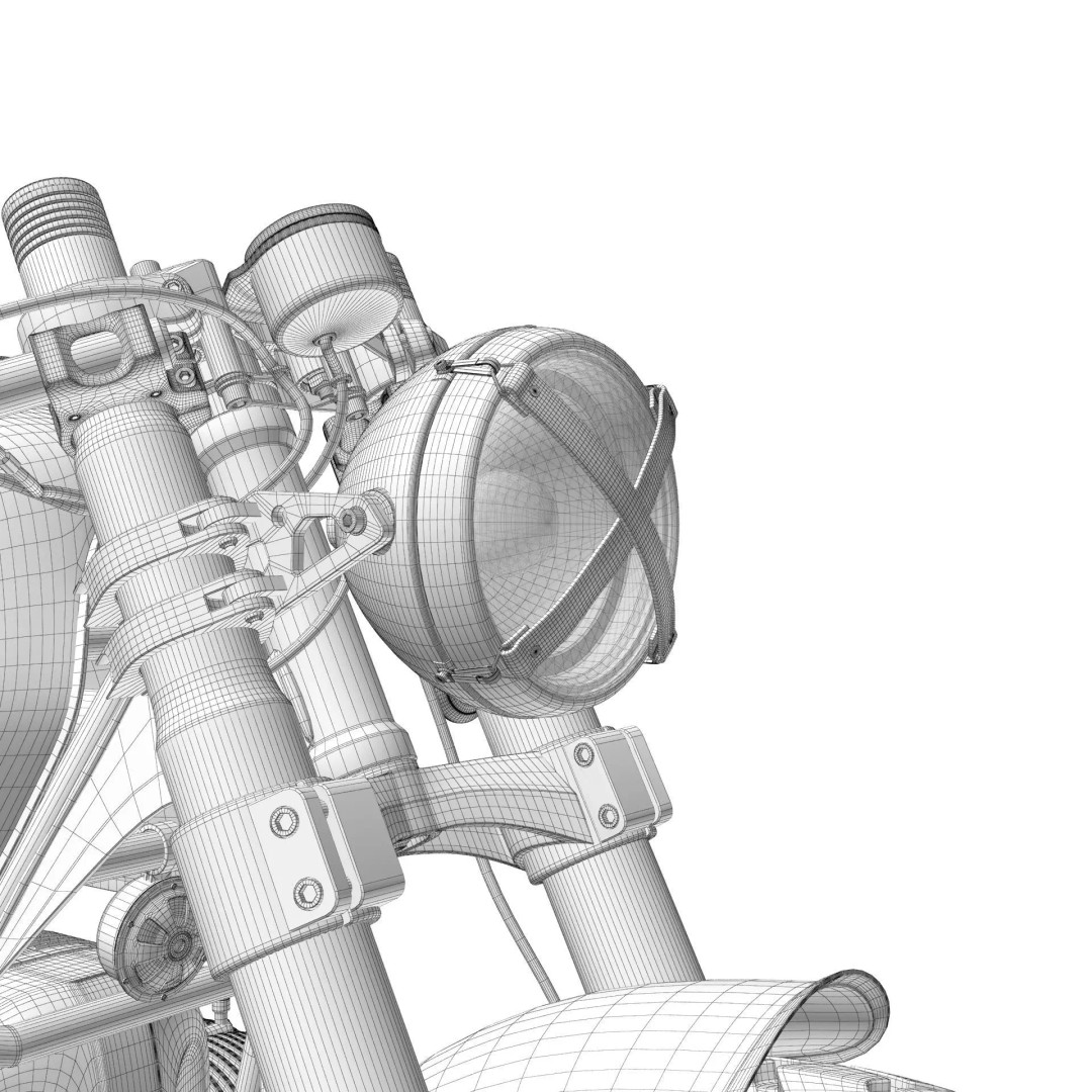 Cafe Racer R80 Motorcycle 3D Model – Vintage Style Game Asset, FBX - View 29