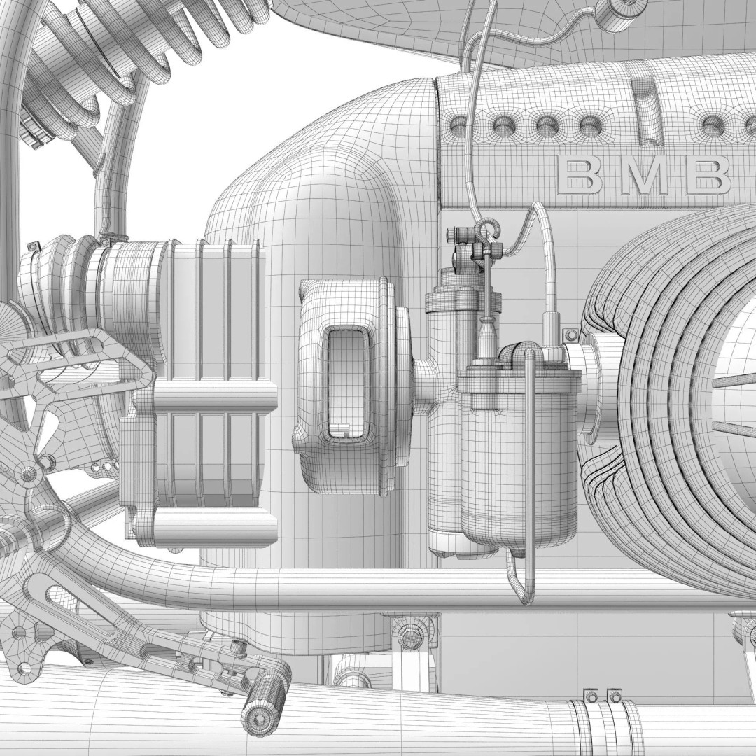 Cafe Racer R80 Motorcycle 3D Model – Vintage Style Game Asset, FBX - View 30