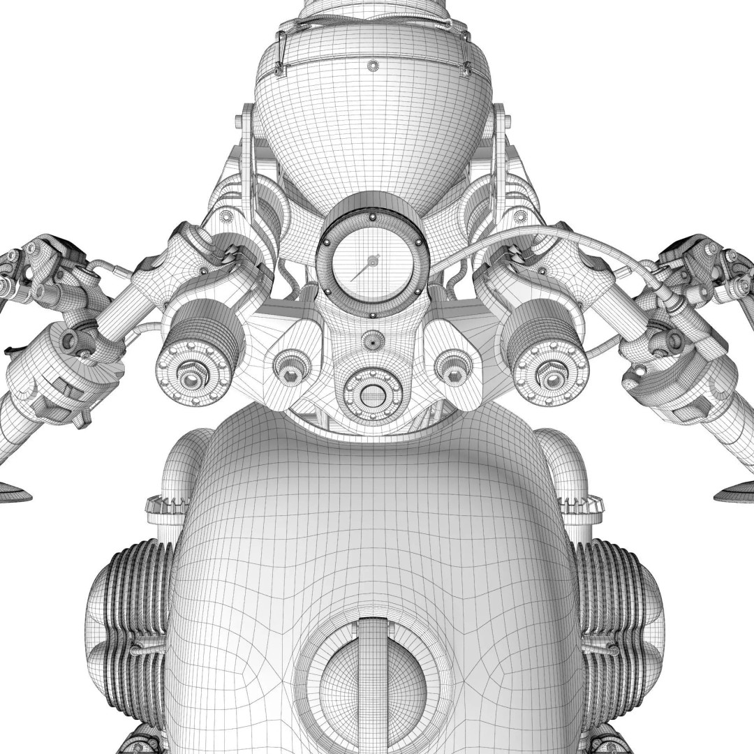 Cafe Racer R80 Motorcycle 3D Model – Vintage Style Game Asset, FBX - View 31