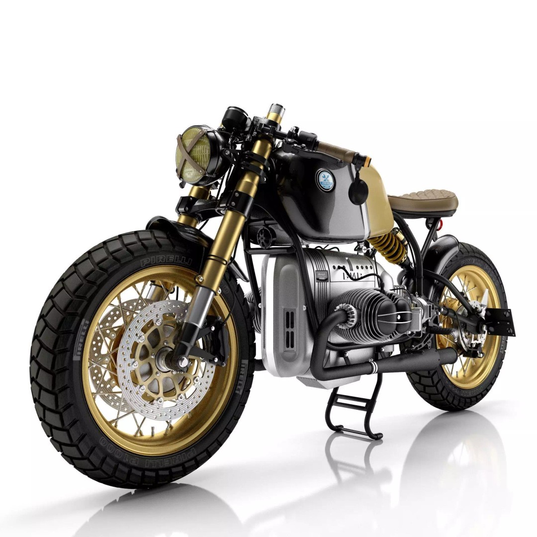 Cafe Racer R80 Motorcycle 3D Model – Vintage Style Game Asset, FBX - View 4