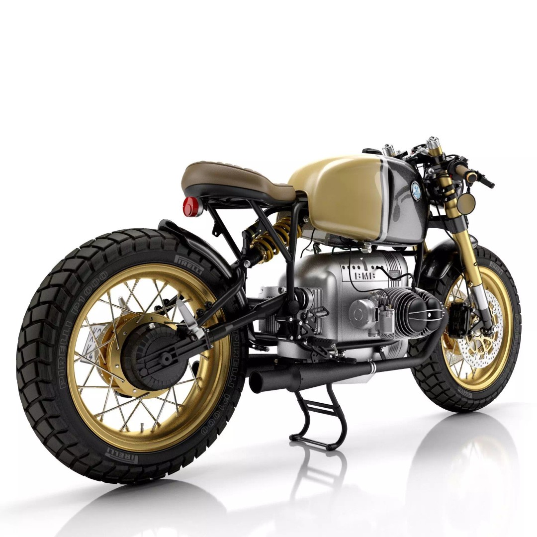 Cafe Racer R80 Motorcycle 3D Model – Vintage Style Game Asset, FBX - View 9
