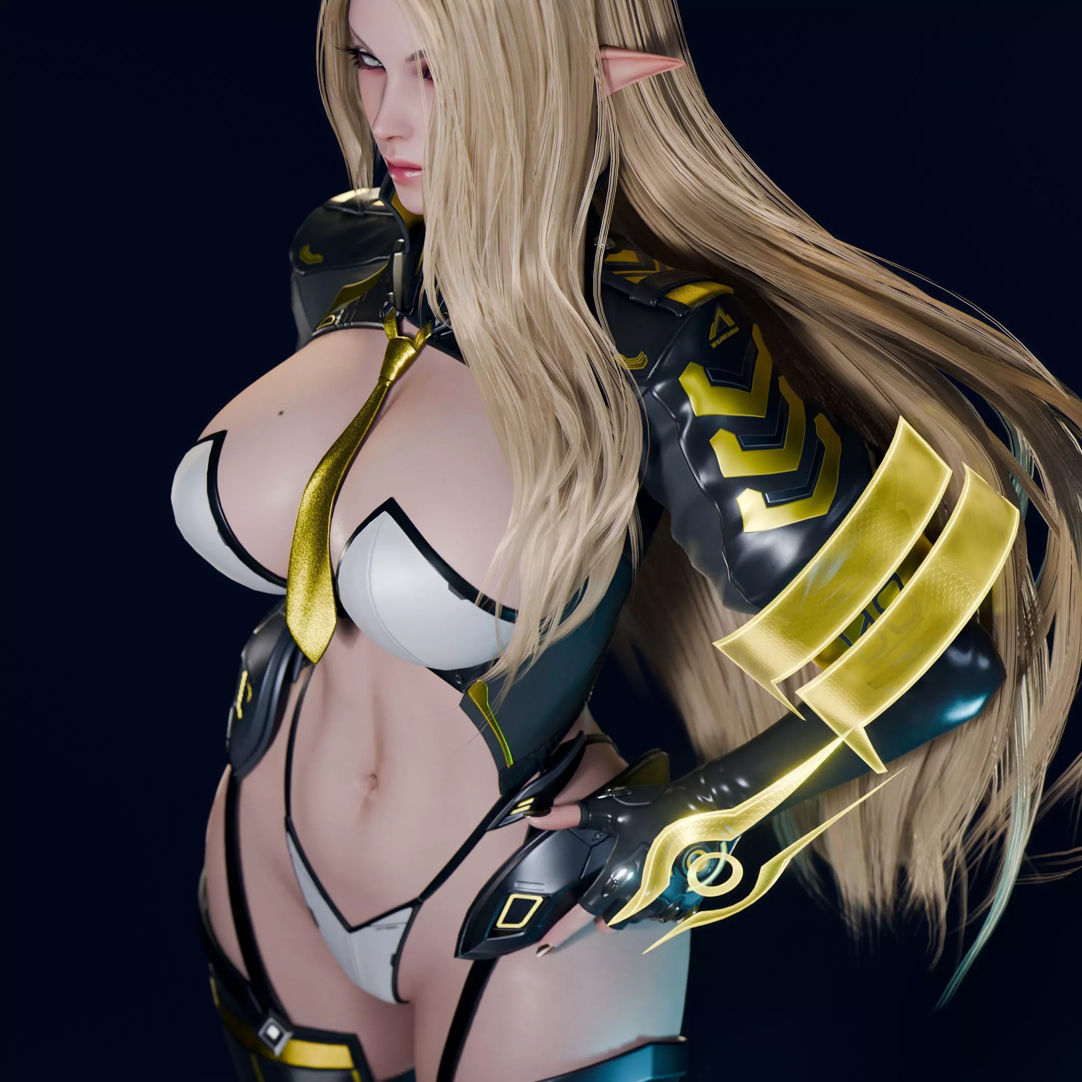 Cyberpunk Elf - Low-Poly Game-Ready 3D Model - View 12