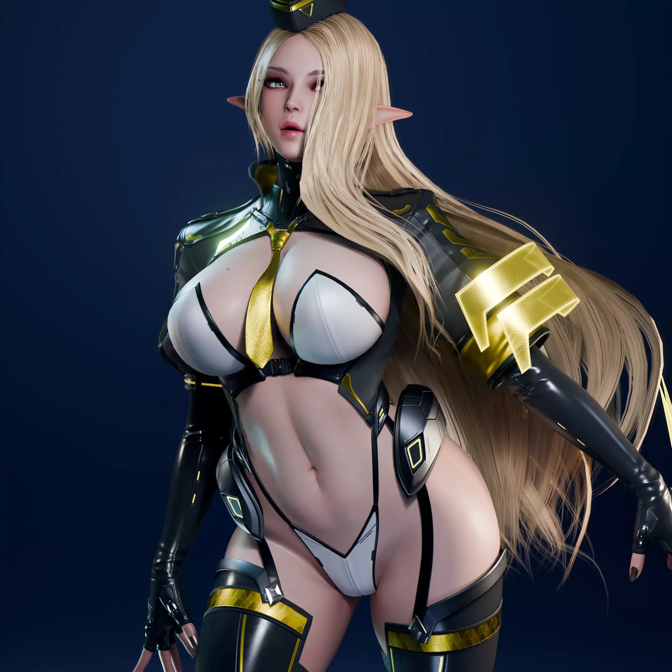 Cyberpunk Elf - Low-Poly Game-Ready 3D Model - View 14